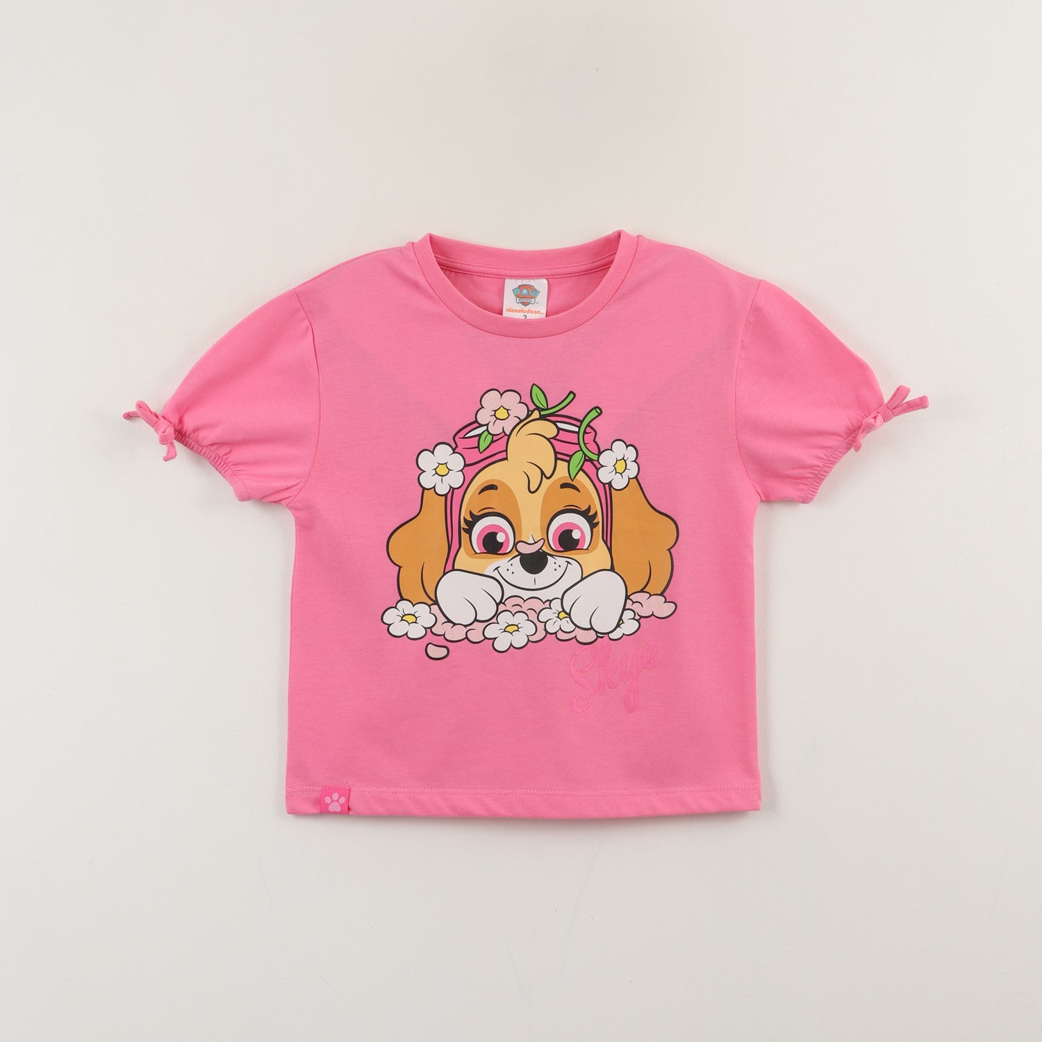 Polera Manga Corta Niña Rosado Skye & Flowers Paw Patrol