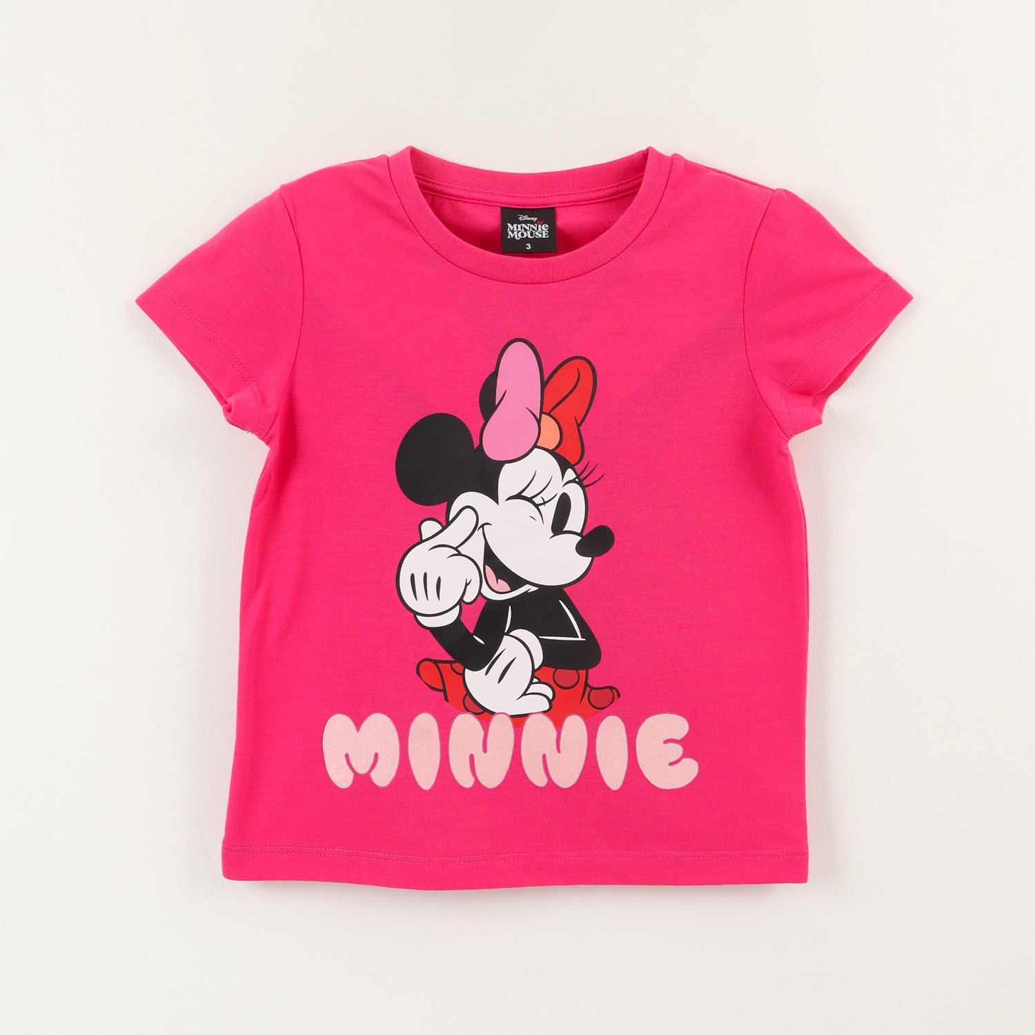 Polera Manga Corta Niña Rosado Minnie Cheek Disney