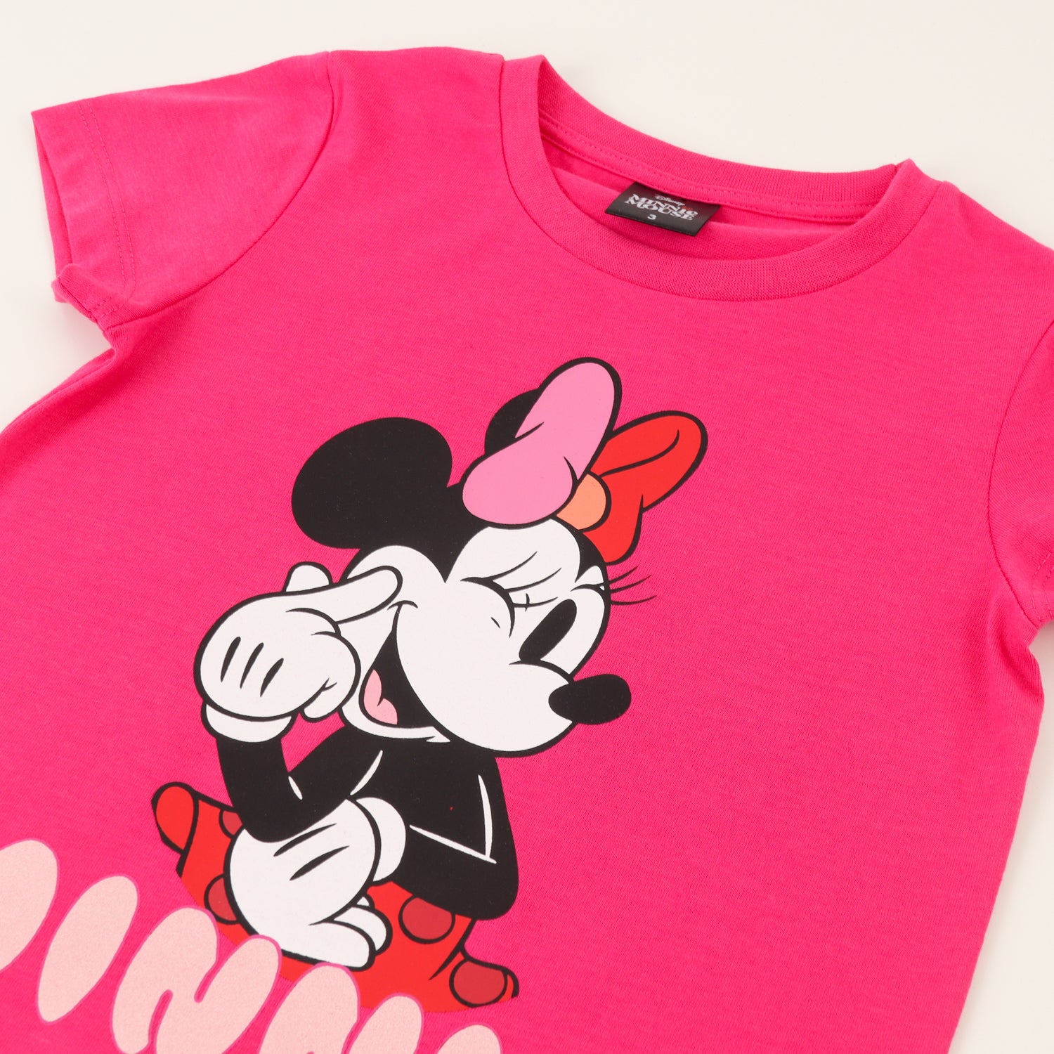 Polera Manga Corta Niña Rosado Minnie Cheek Disney