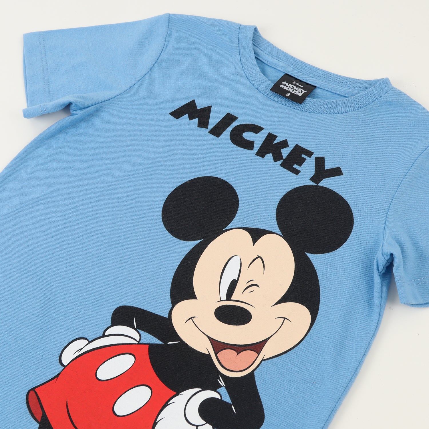Polera Manga Corta Niño Azul Mickey Guiño Disney