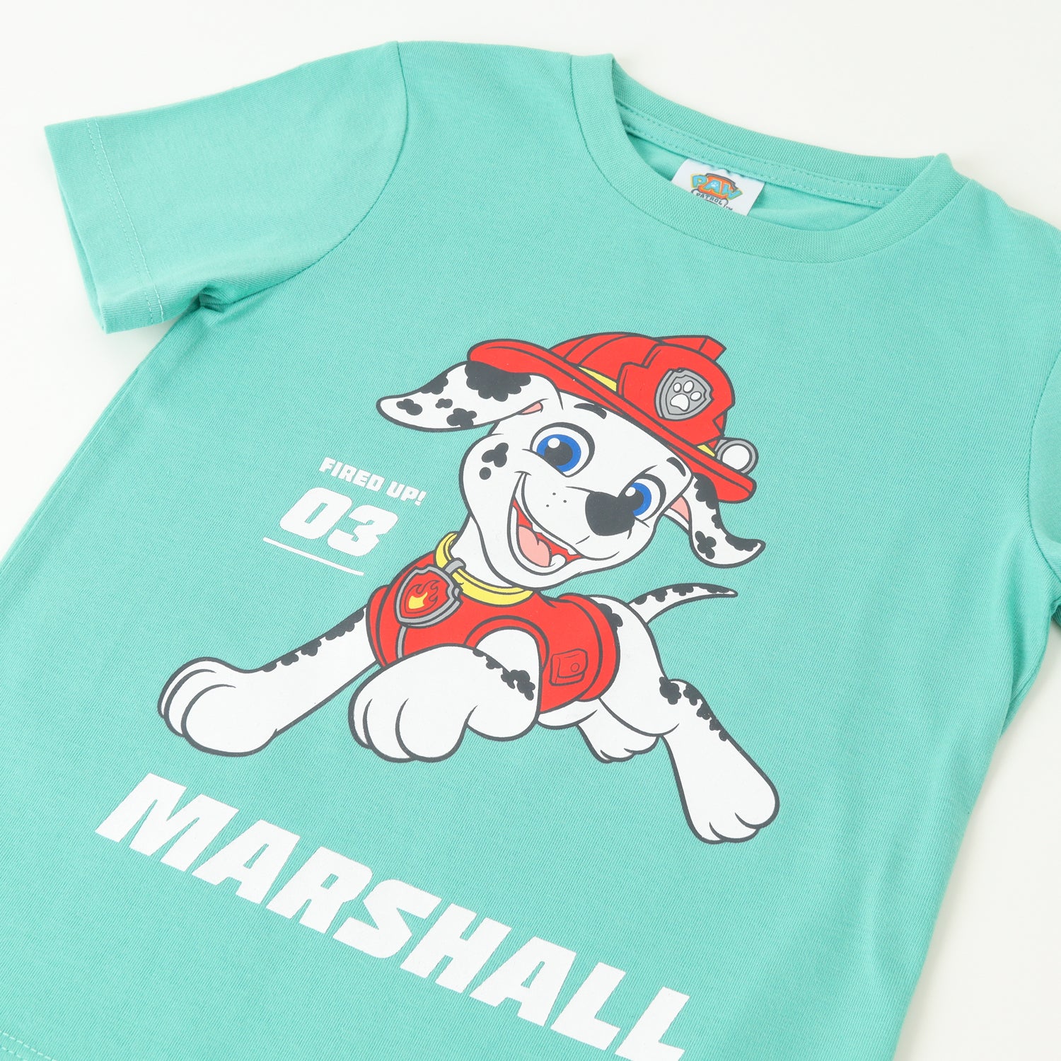 Polera Manga Corta Niño Turquesa Marshall Fire Up Paw Patrol