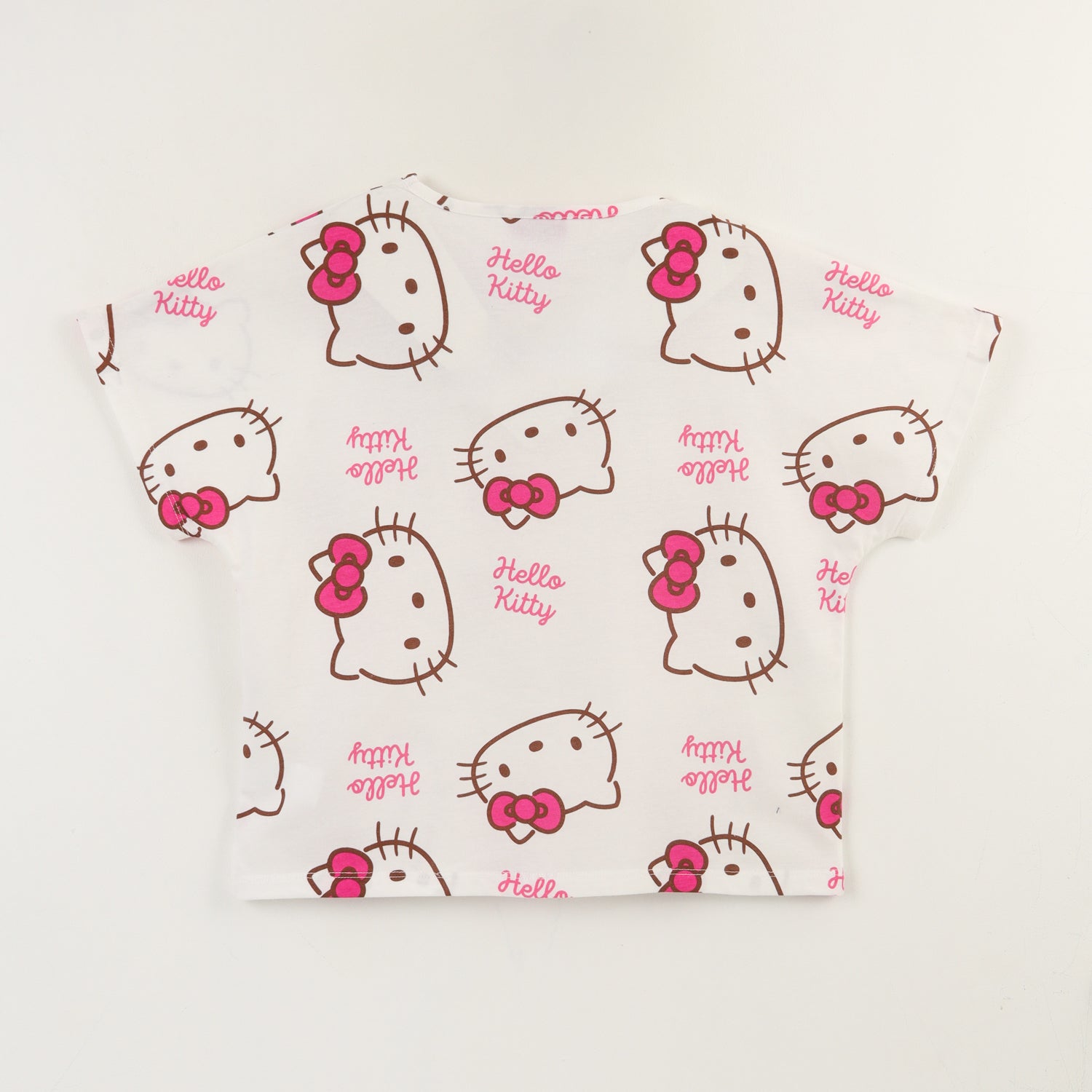 Polera Manga Corta Niña Blanco Full Print Hello Kitty