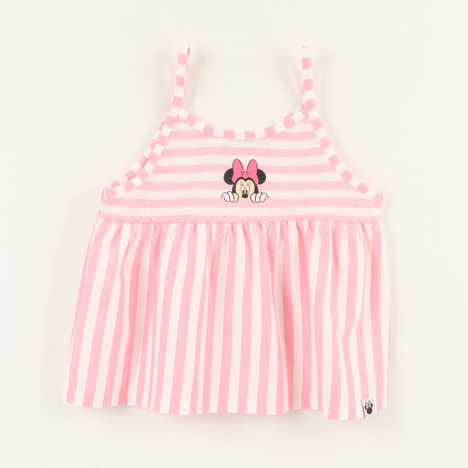 Polera Sin Manga Niña Rosado Rayas Minnie Mouse Disney