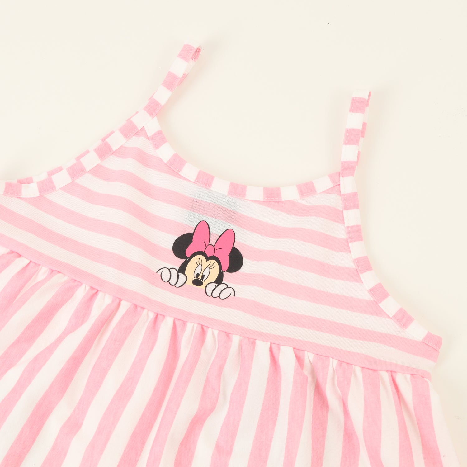 Polera Sin Manga Niña Rosado Rayas Minnie Mouse Disney