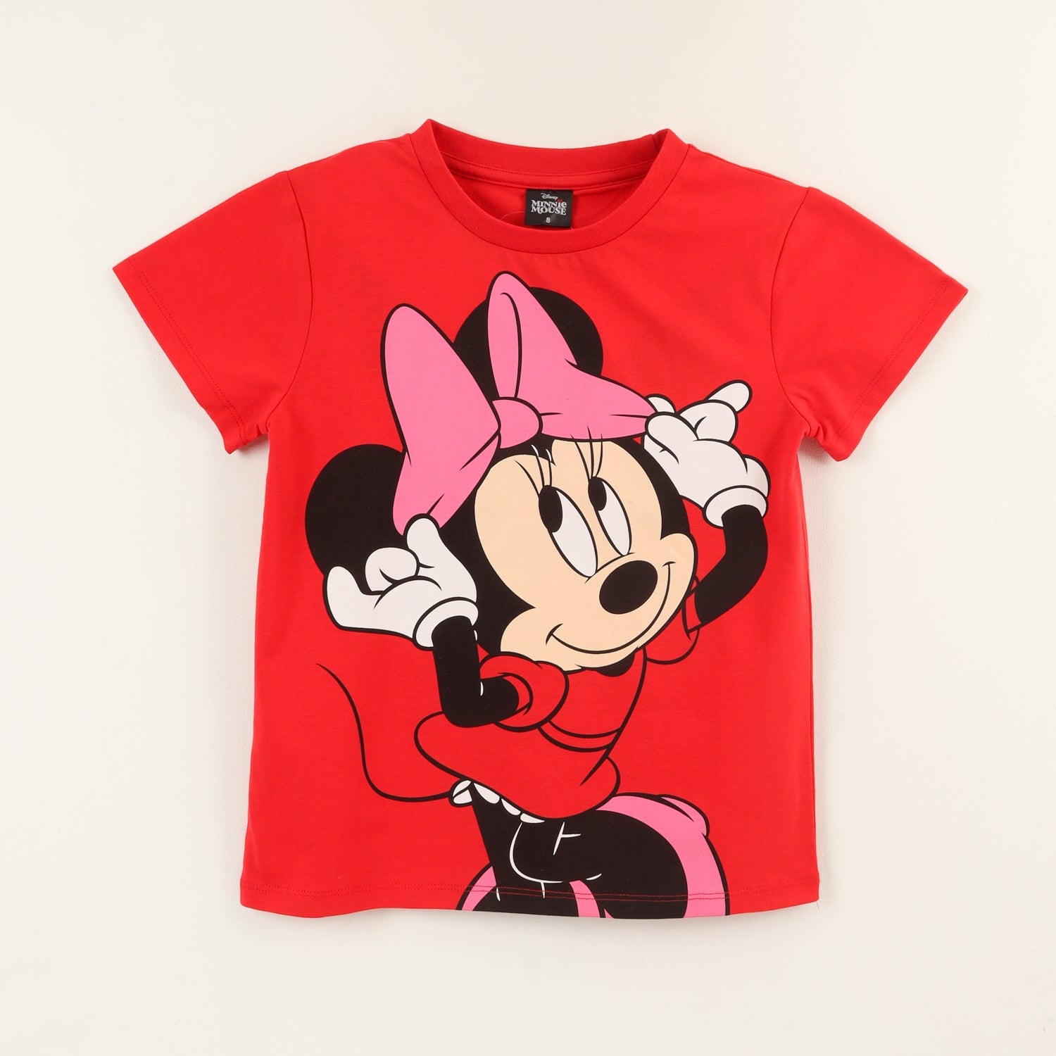 Polera Manga Corta Niña Rojo Minnie Moño Disney