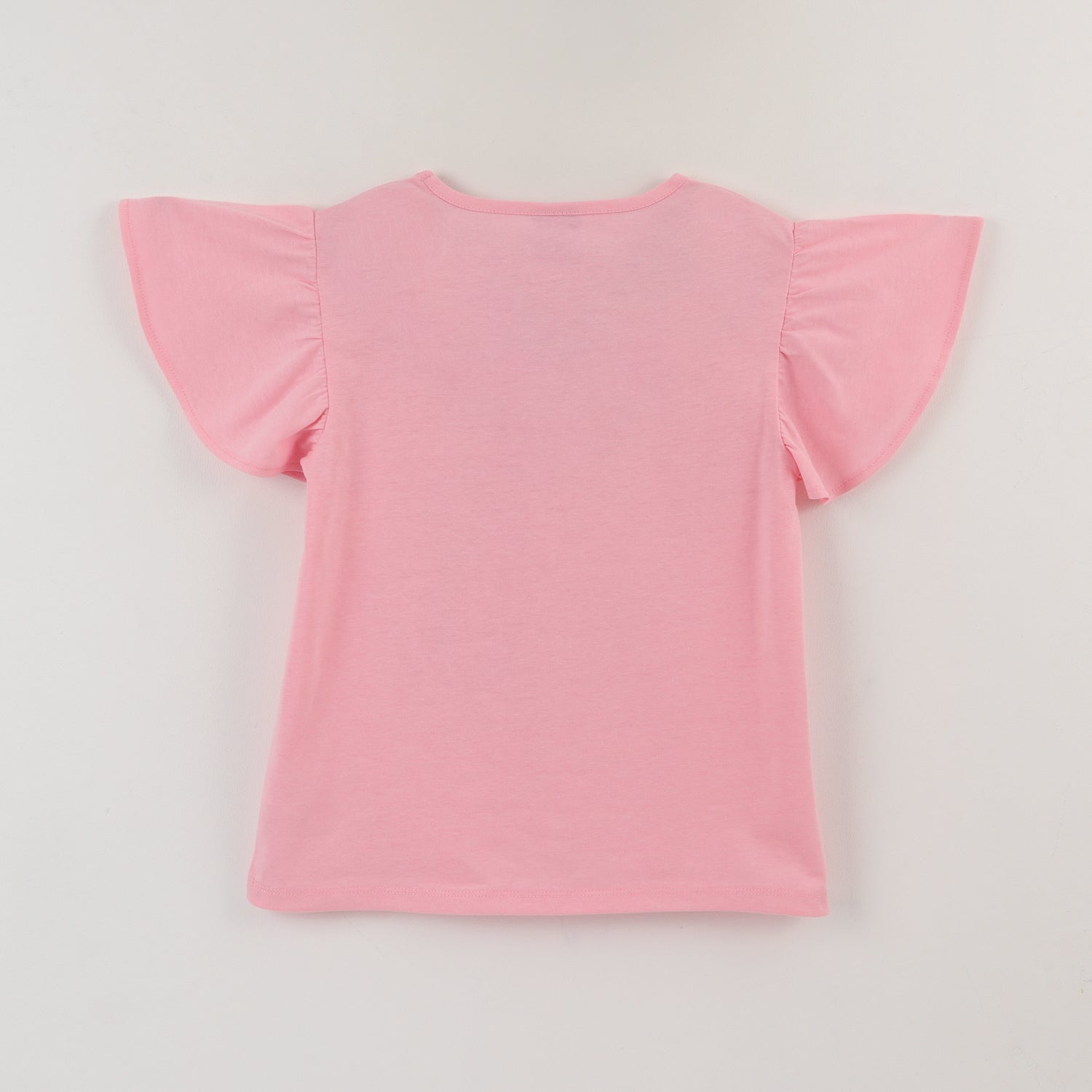 Polera Manga Corta Niña Rosado Arcoíris Unicornio