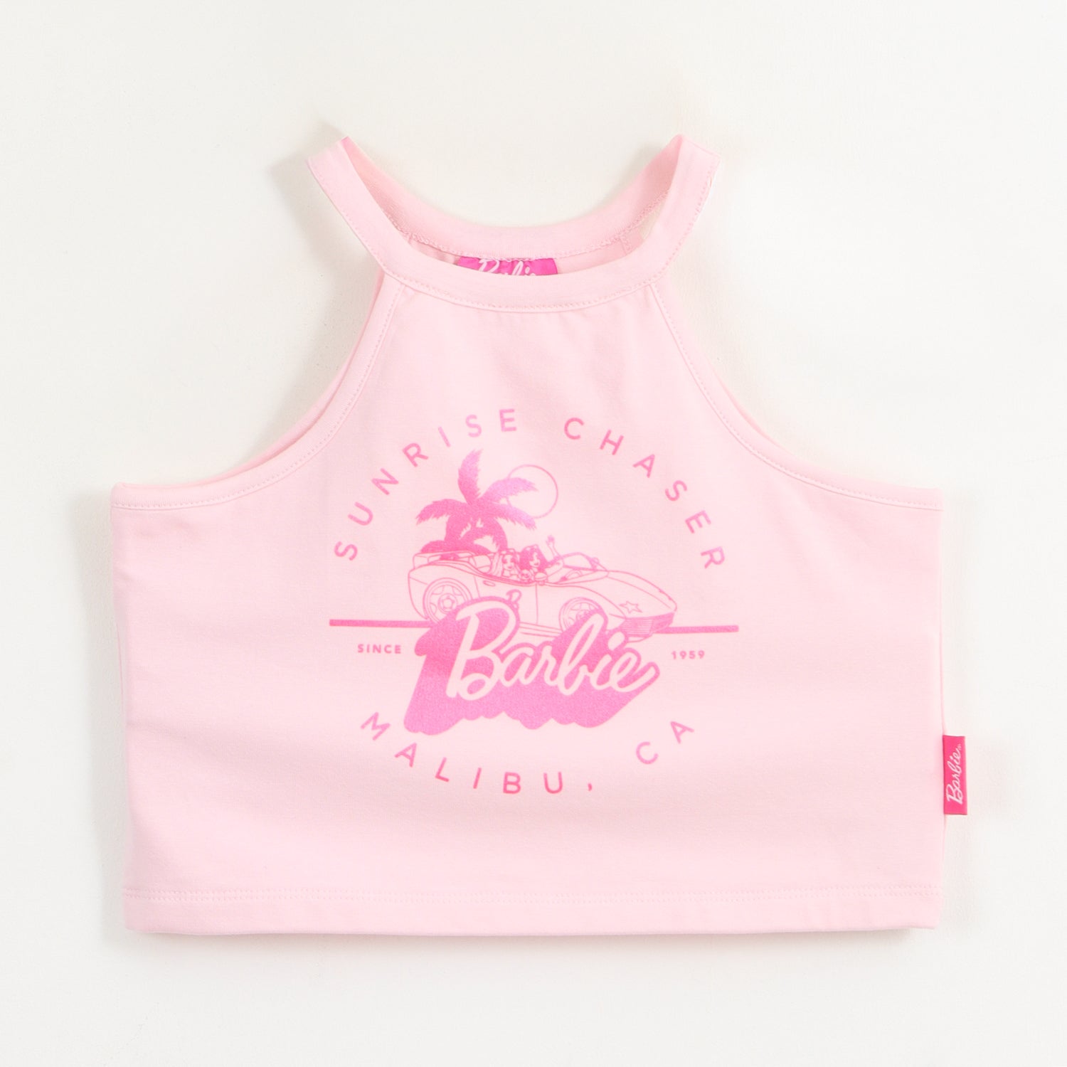 Polera Sin Manga Niña Rosa Palmera Barbie