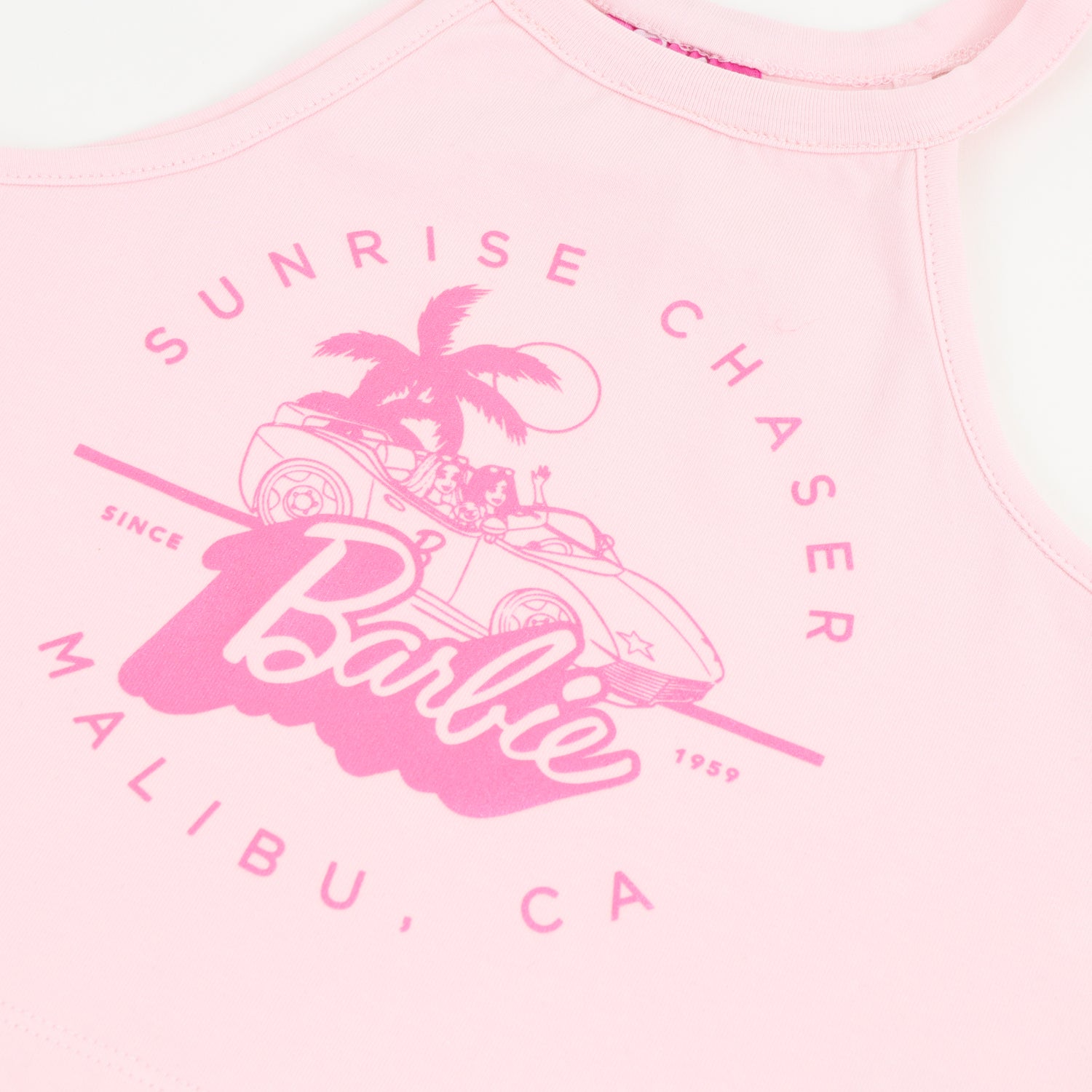 Polera Sin Manga Niña Rosa Palmera Barbie