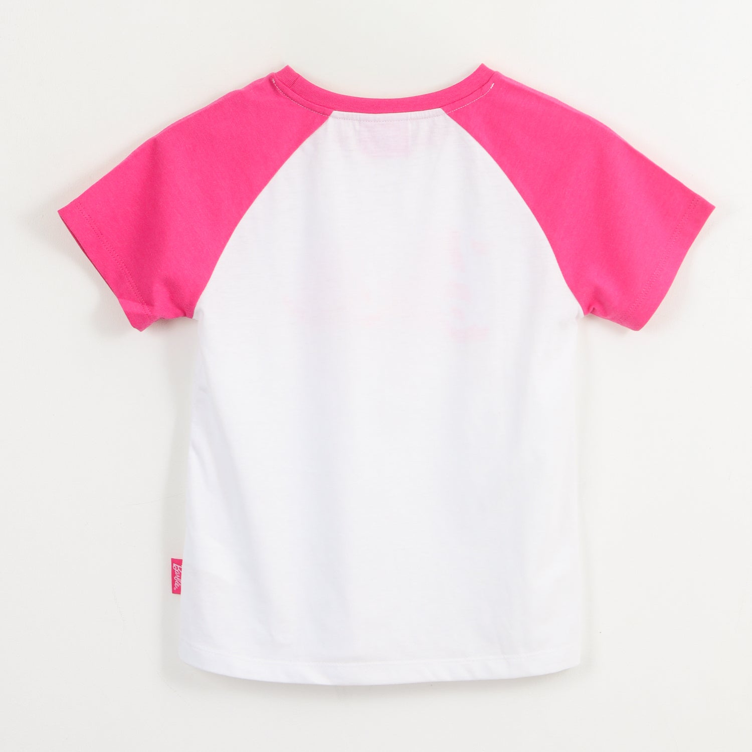Polera Manga Corta Niña Rosa Raglan Barbie