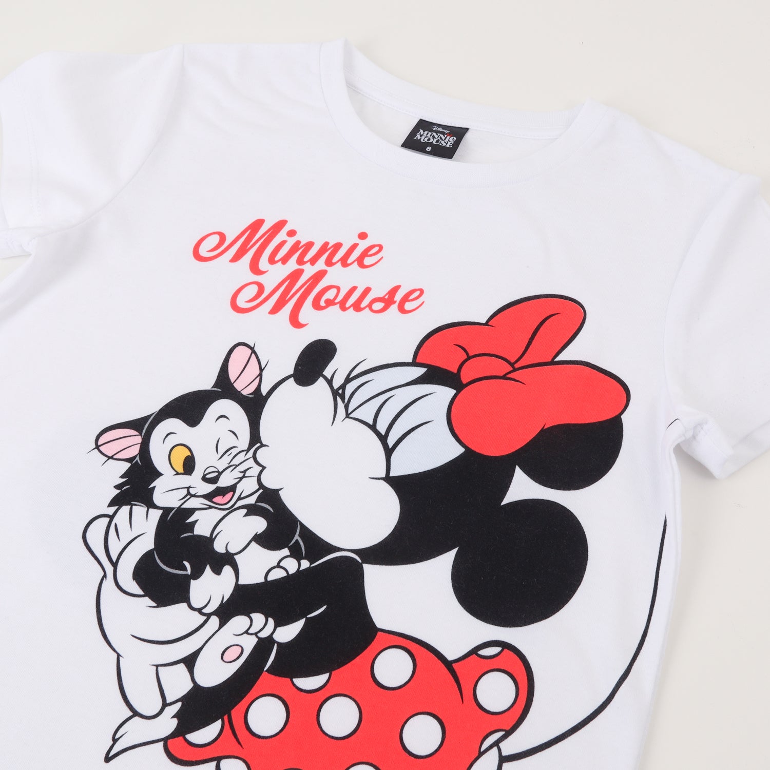 Polera Manga Corta Niña Blanco Minnie Kiss Disney