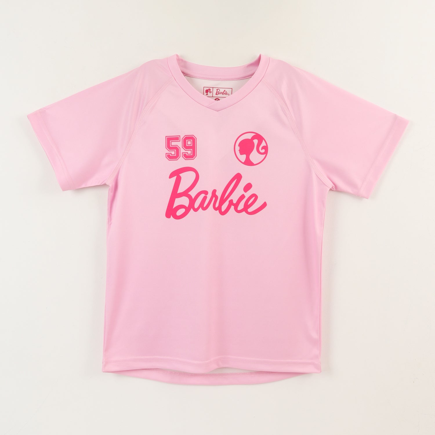 Polera Manga Corta Niña Rosado Fútbol Barbie