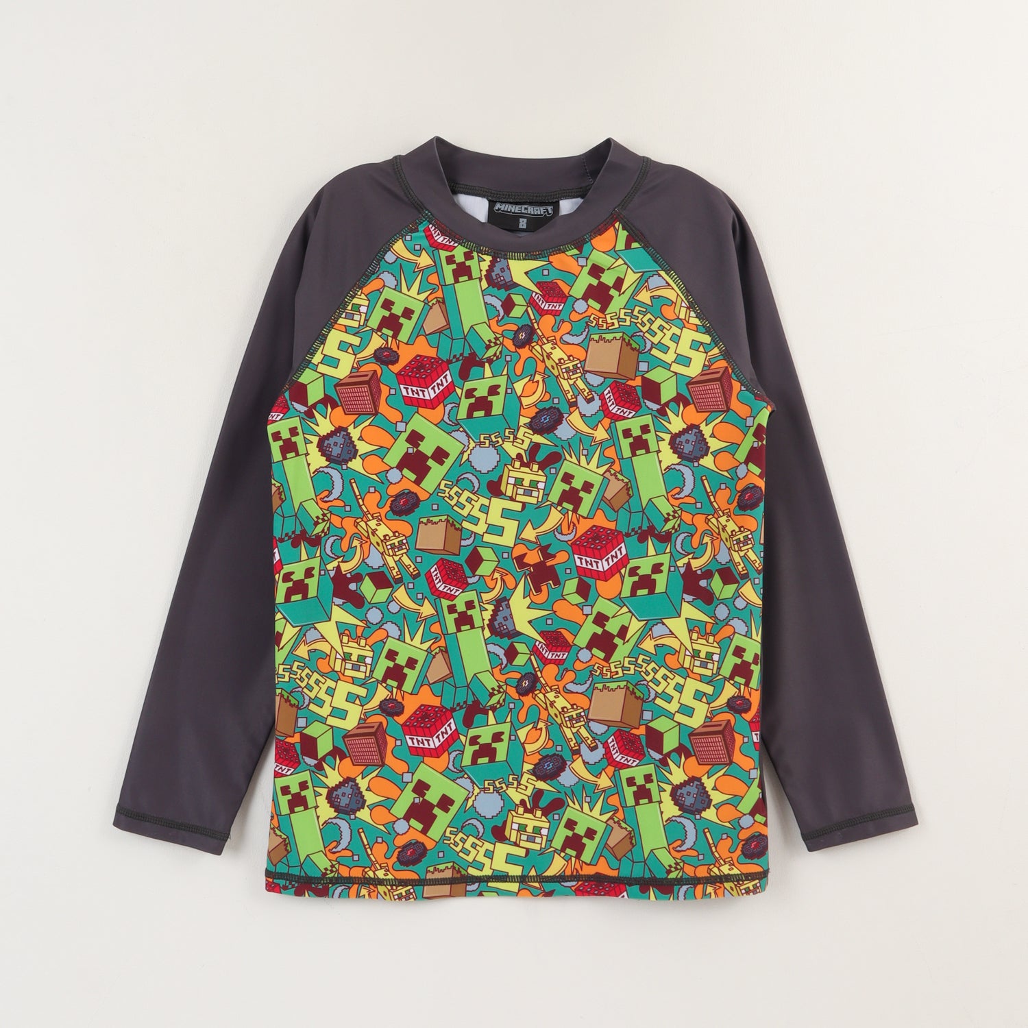 Polera UV Manga Larga Niño Verde Full Print Minecraft