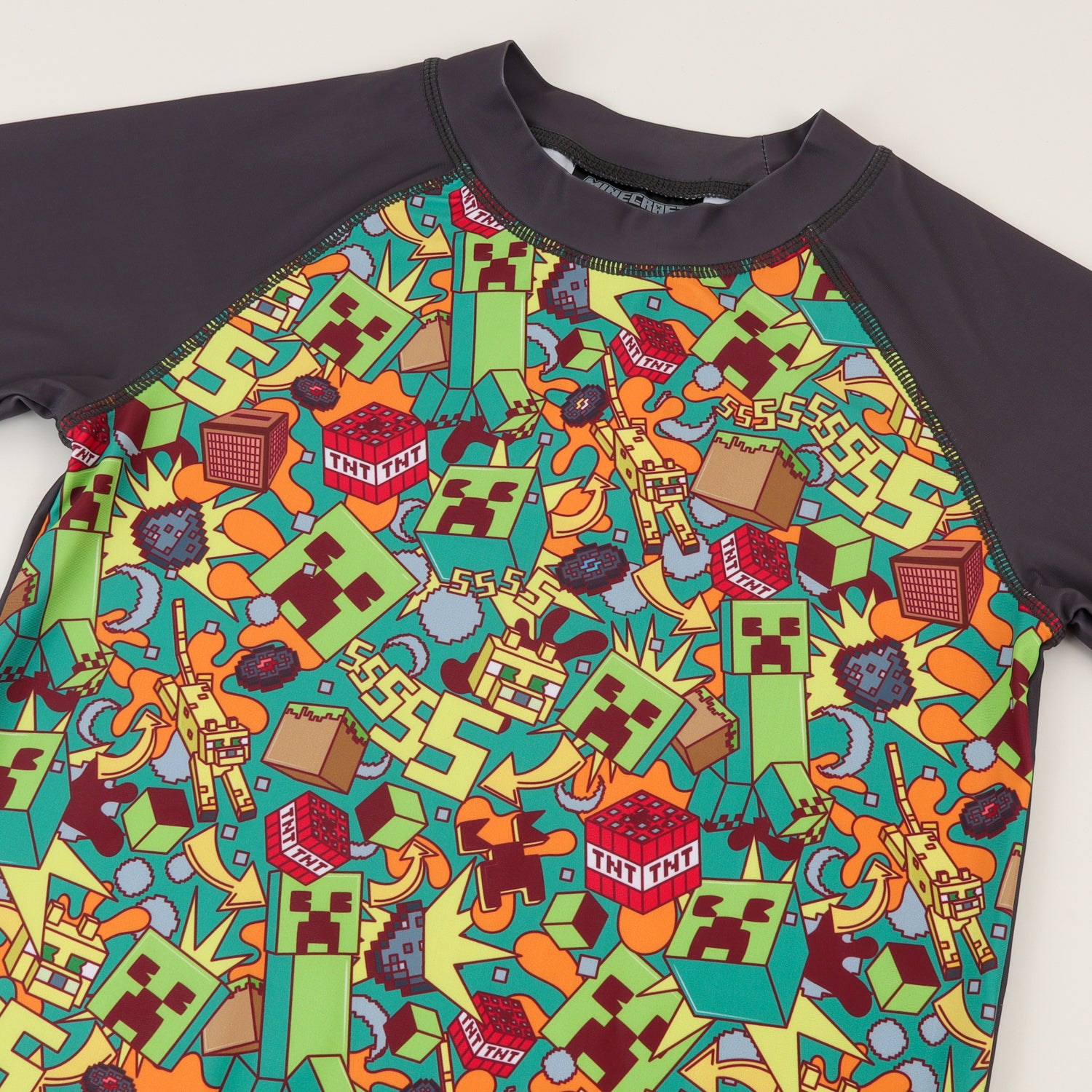 Polera UV Manga Larga Niño Verde Full Print Minecraft