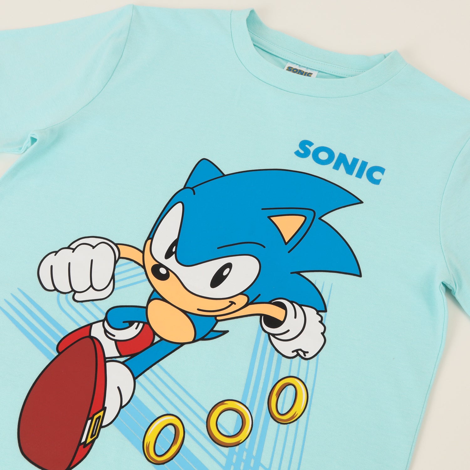 Polera Manga Corta Niño Celeste Sonic Run Sonic