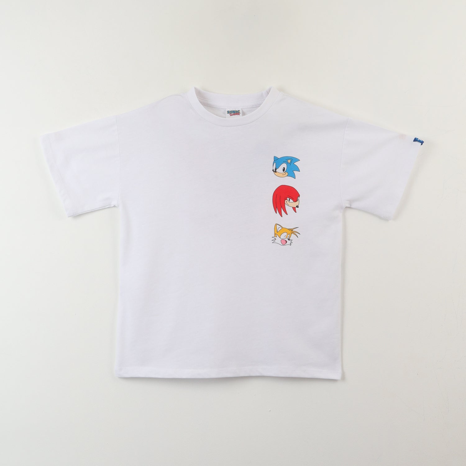 Polera Manga Corta Niño Blanco Back Print Sonic