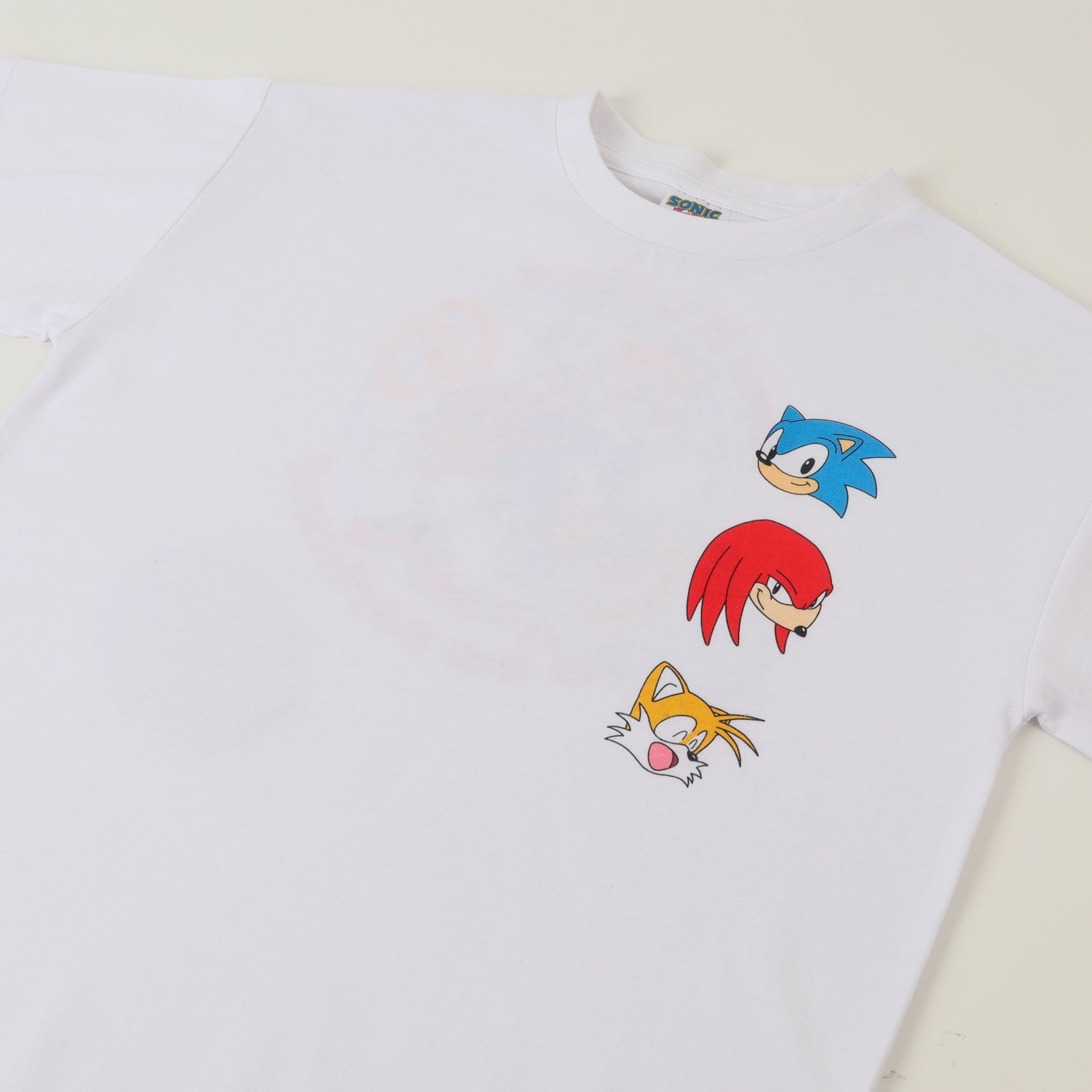 Polera Manga Corta Niño Blanco Back Print Sonic