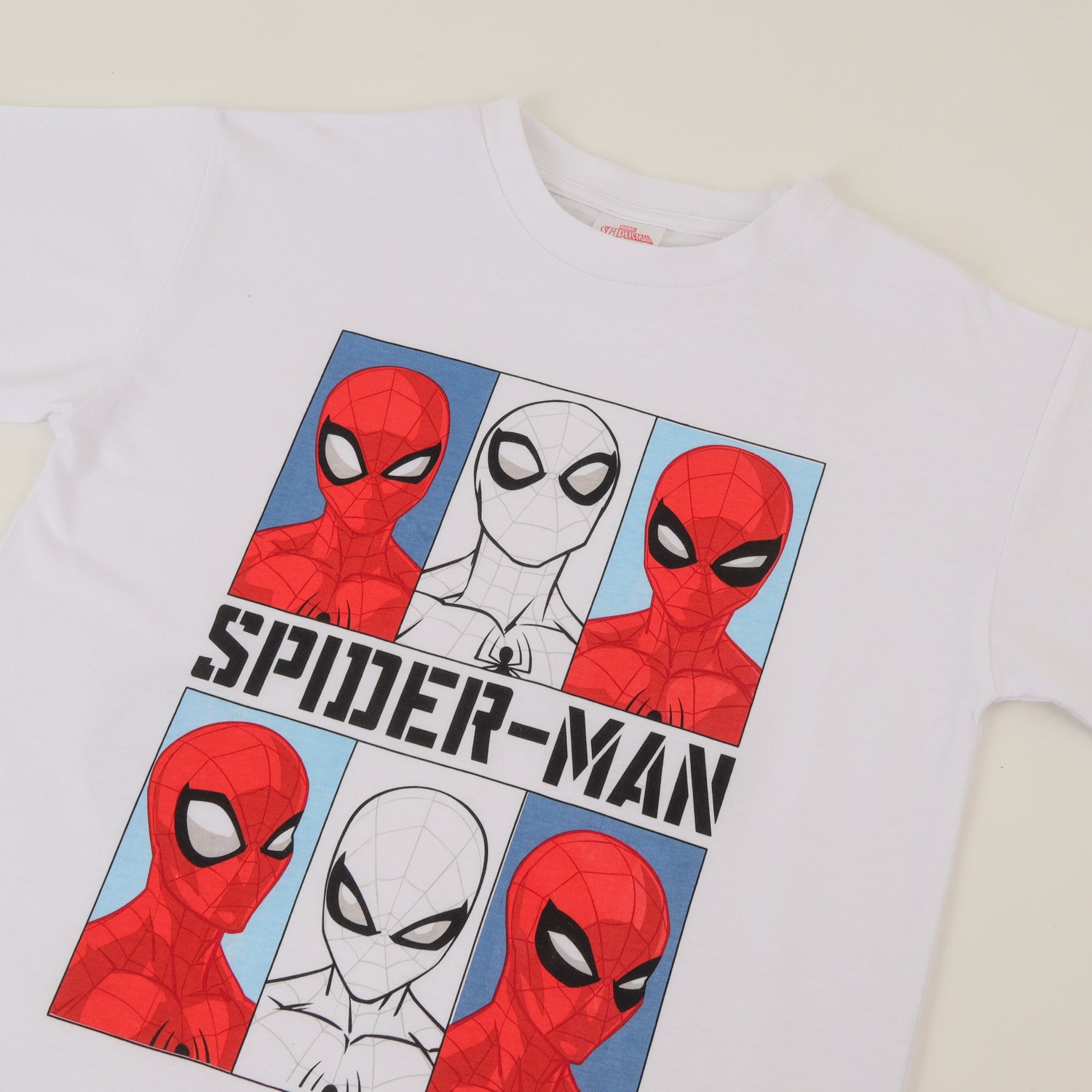 Polera Manga Corta Niño Blanco Spiderman Face Marvel