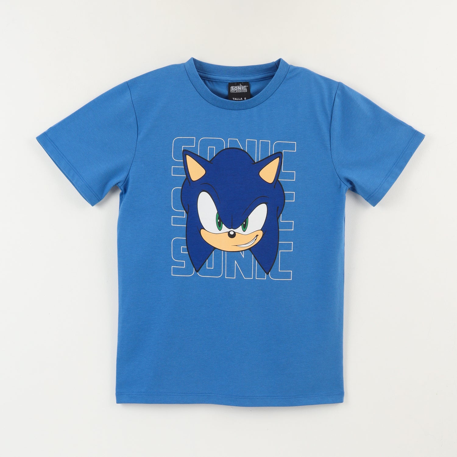 Polera Manga Corta Niño Azul Face Sonic