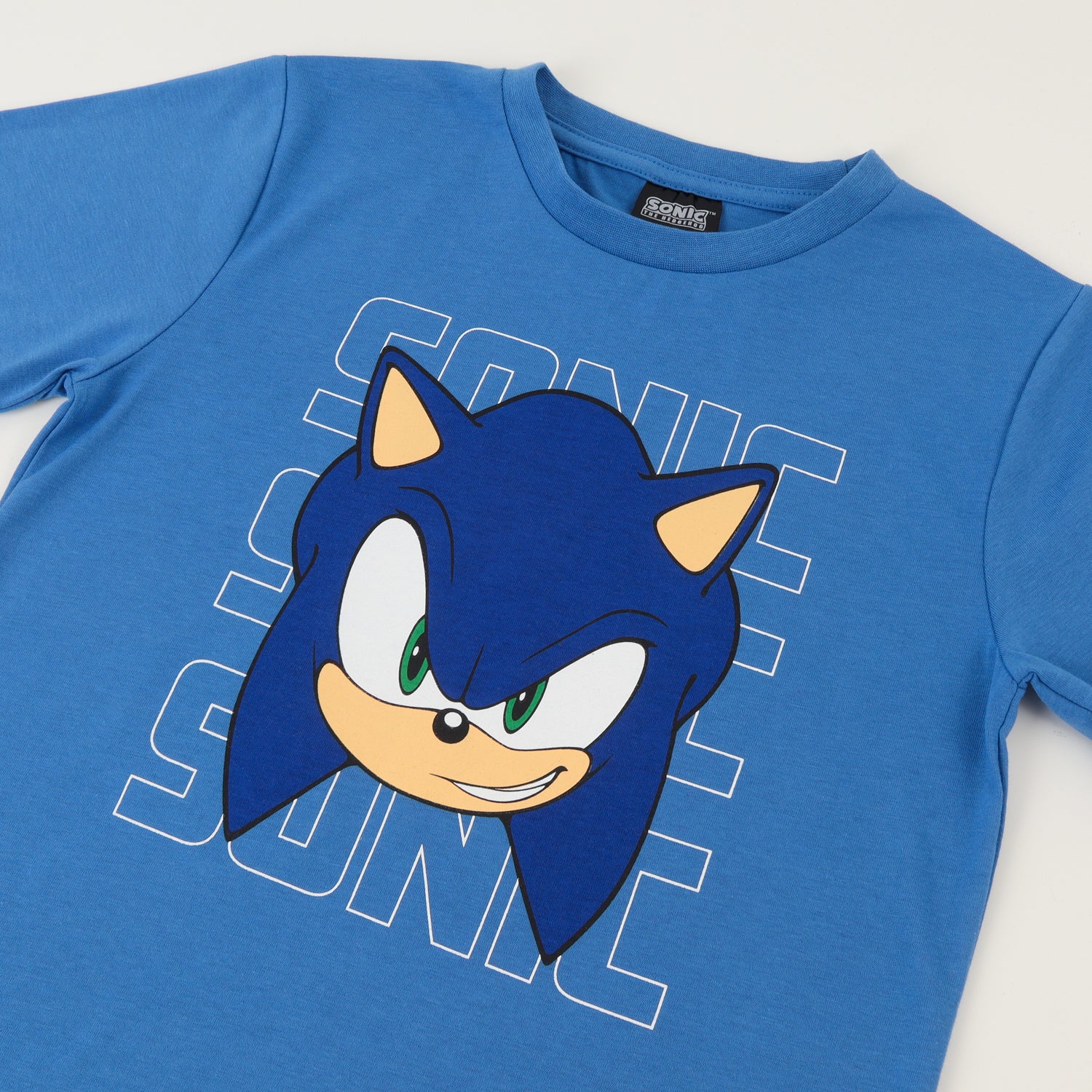 Polera Manga Corta Niño Azul Face Sonic