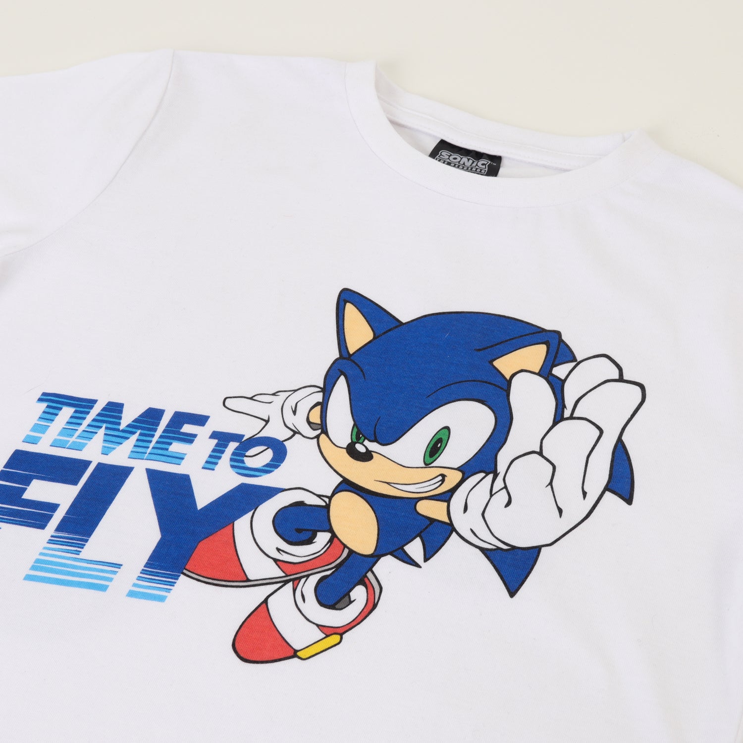 Polera Manga Corta Niño Blanco Sonic Time To Fly Sonic