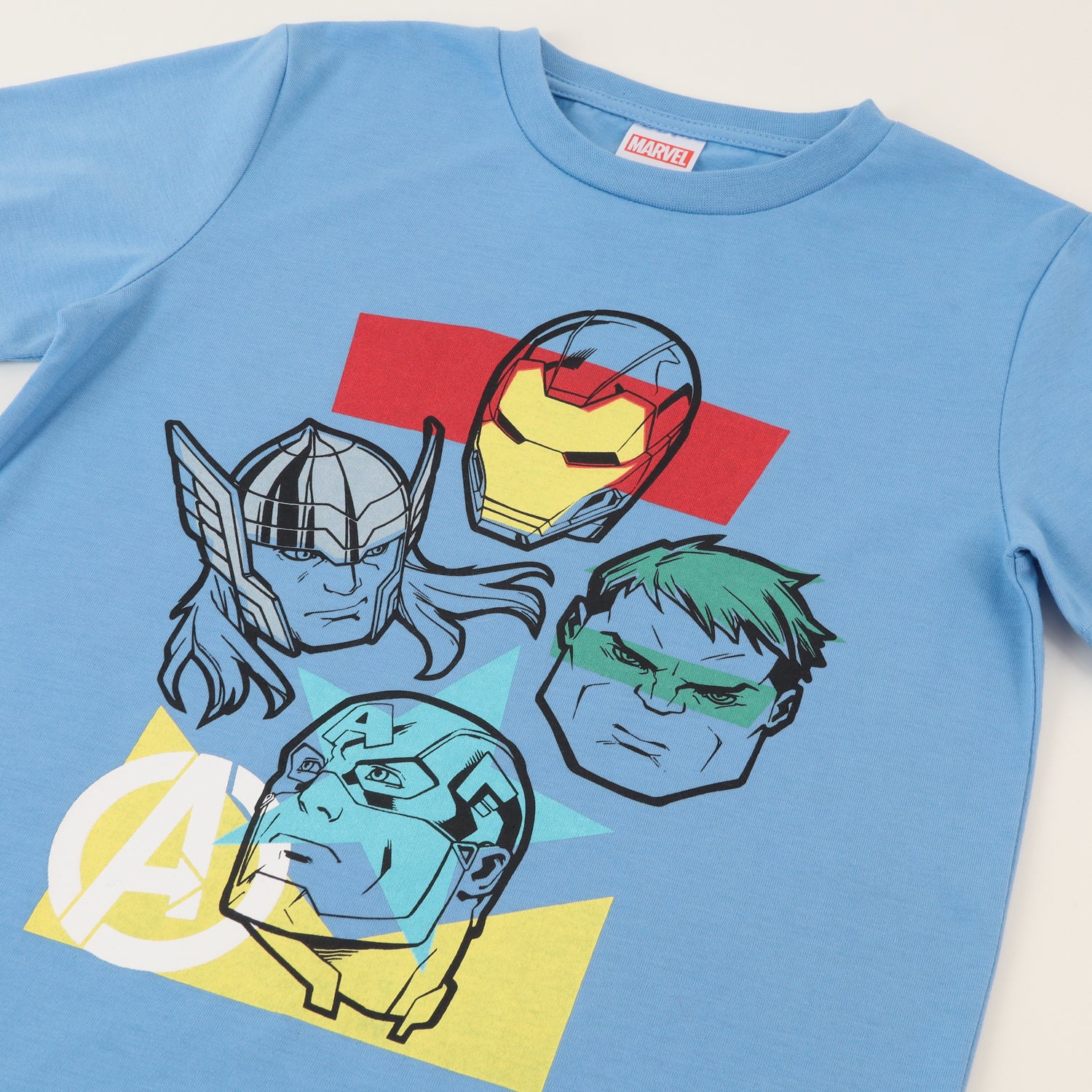 Polera Manga Corta Niño Azul Avengers Assemble Marvel