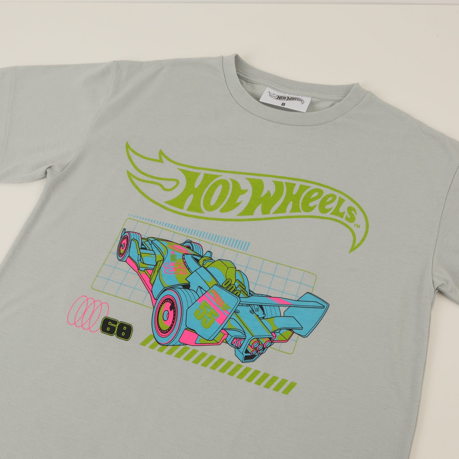 Polera Manga Corta Niño Gris Logo Hot Wheels