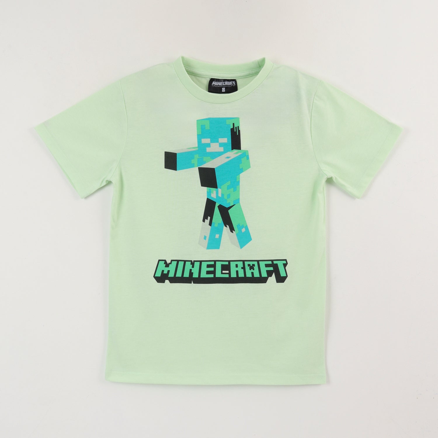 Polera Manga Corta Niño Verde Drowned Minecraft