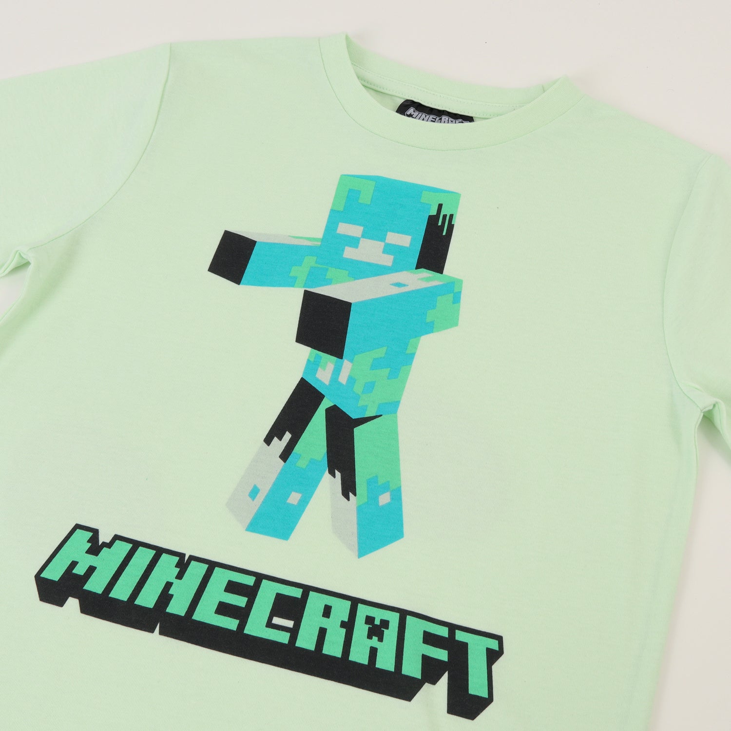 Polera Manga Corta Niño Verde Drowned Minecraft