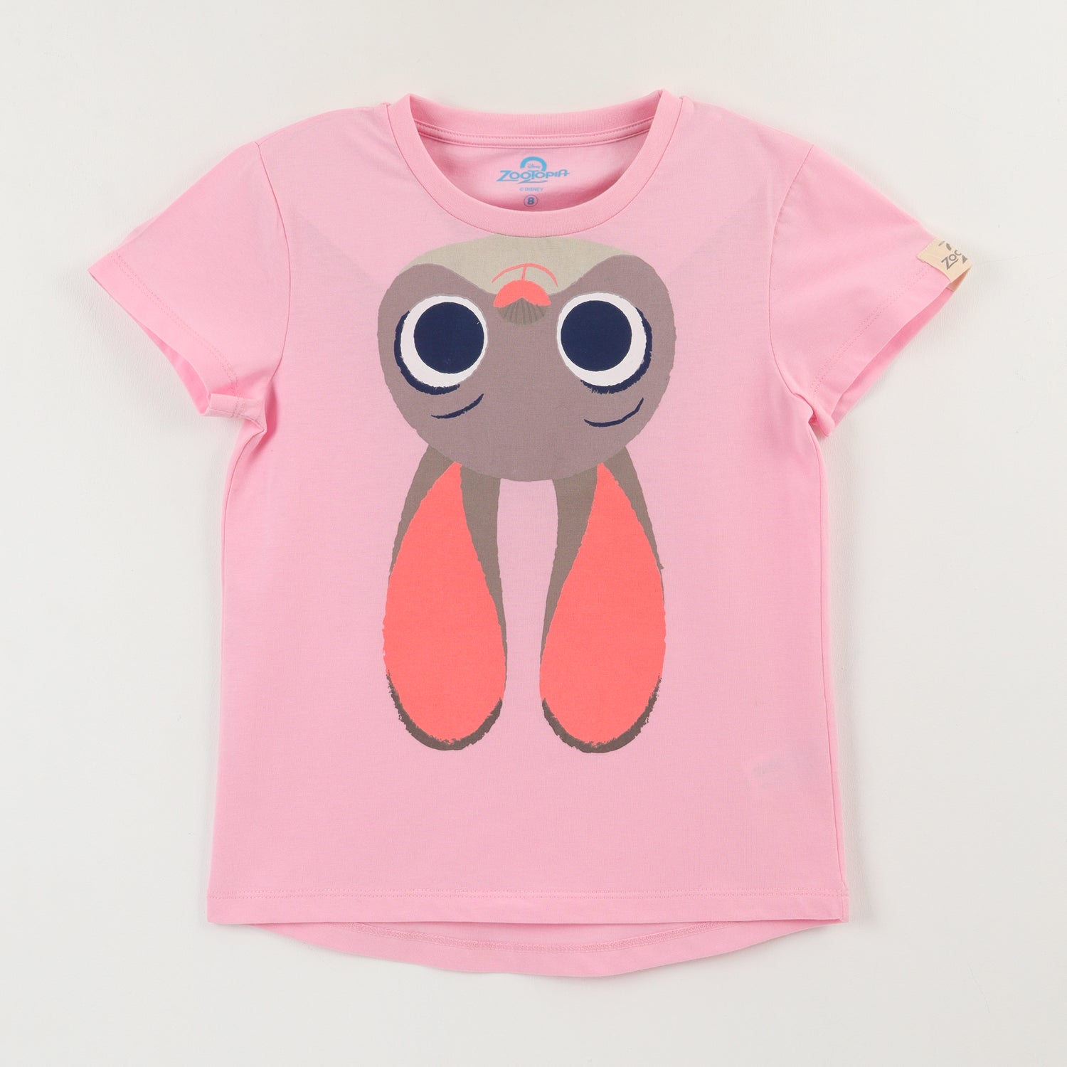 Polera Manga Corta Niña Rosado Hopps Face Zootopia Disney