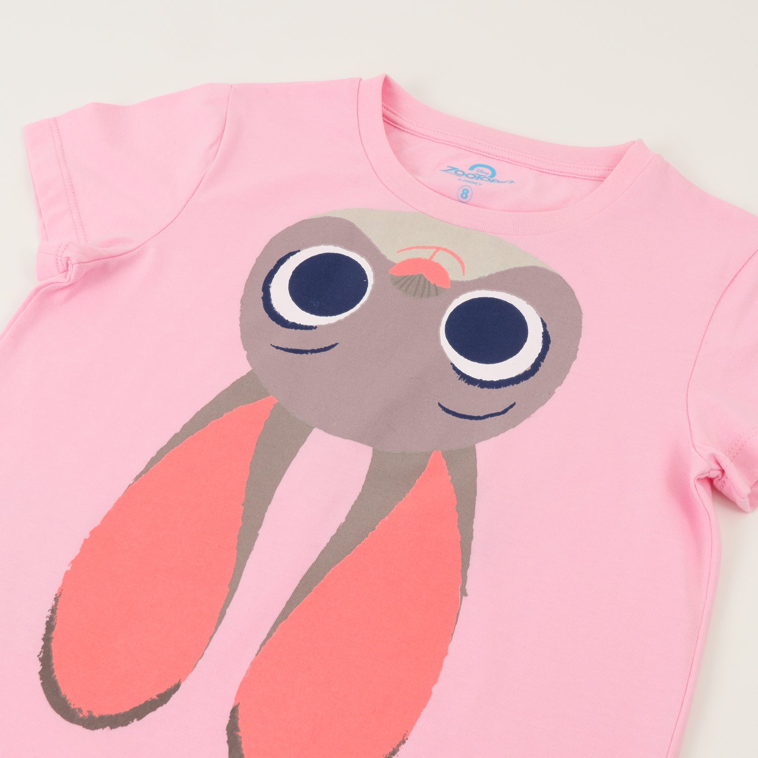 Polera Manga Corta Niña Rosado Hopps Face Zootopia Disney