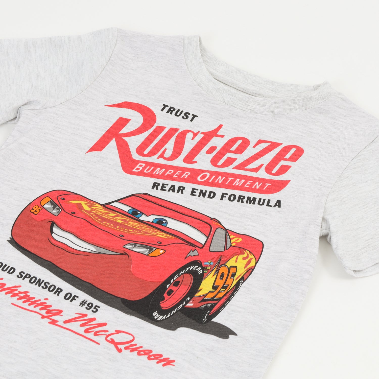Polera Manga Corta Niño Gris Rayo McQueen Cars
