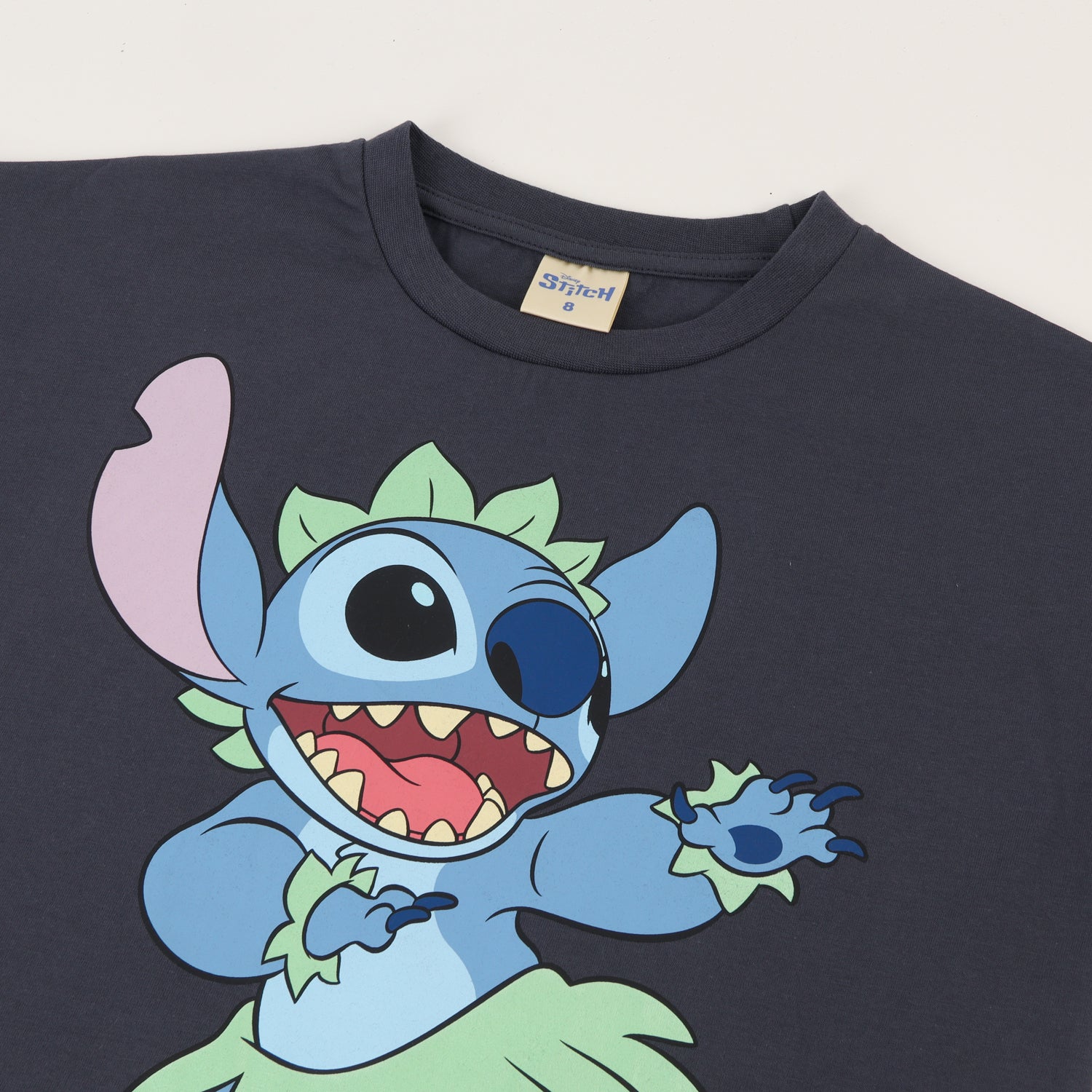 Polera Manga Corta Niña Negro Stitch Dance Disney