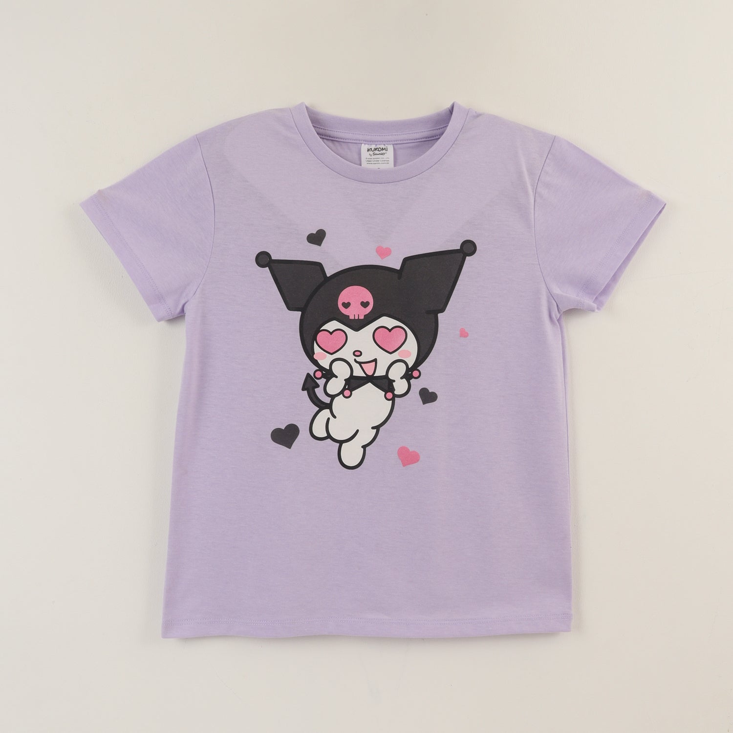 Polera Manga Corta Niña Morado Kuromi Love Hello Kitty