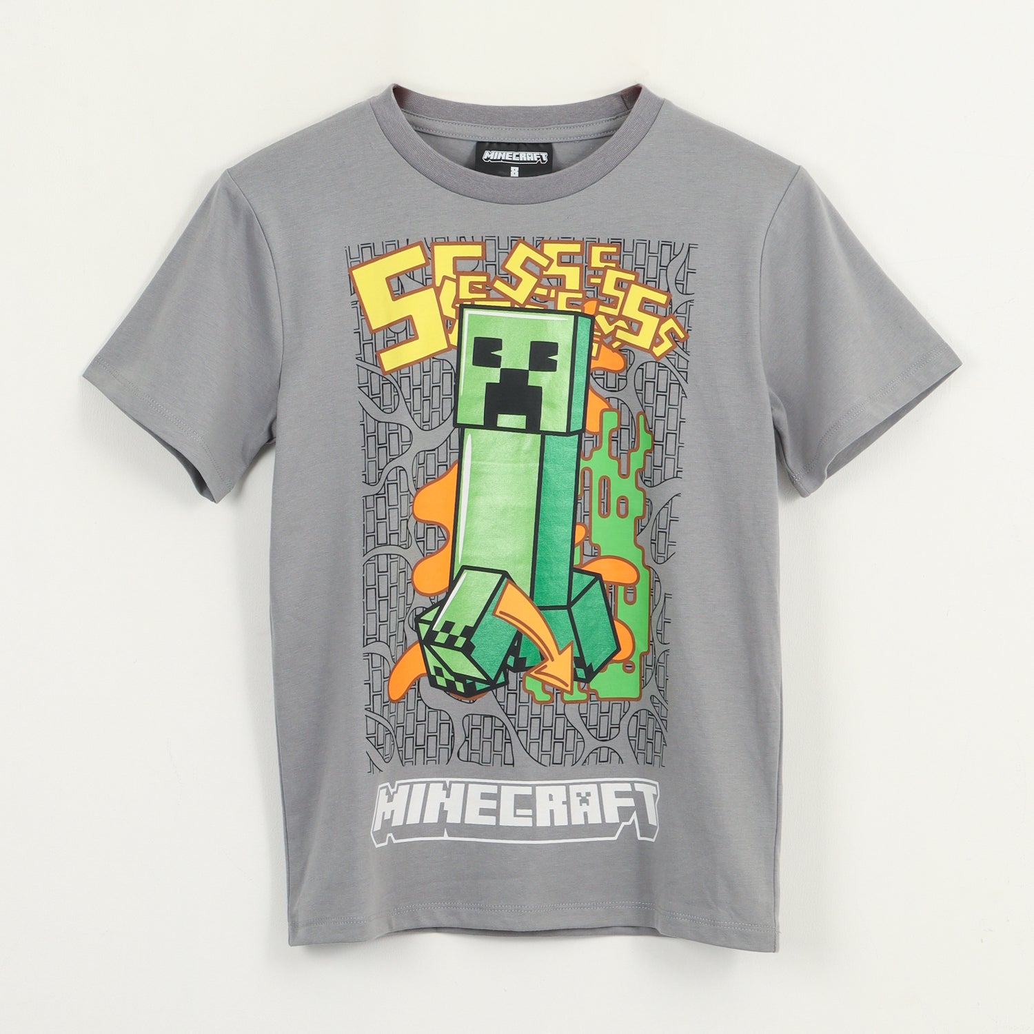 Polera Manga Corta Niño Azul Creeper Minecraft