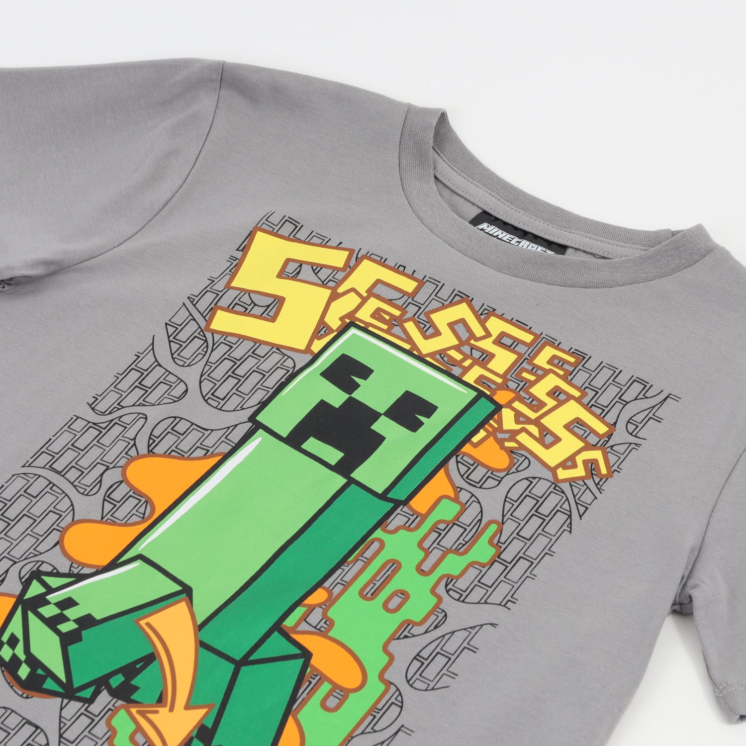 Polera Manga Corta Niño Azul Creeper Minecraft