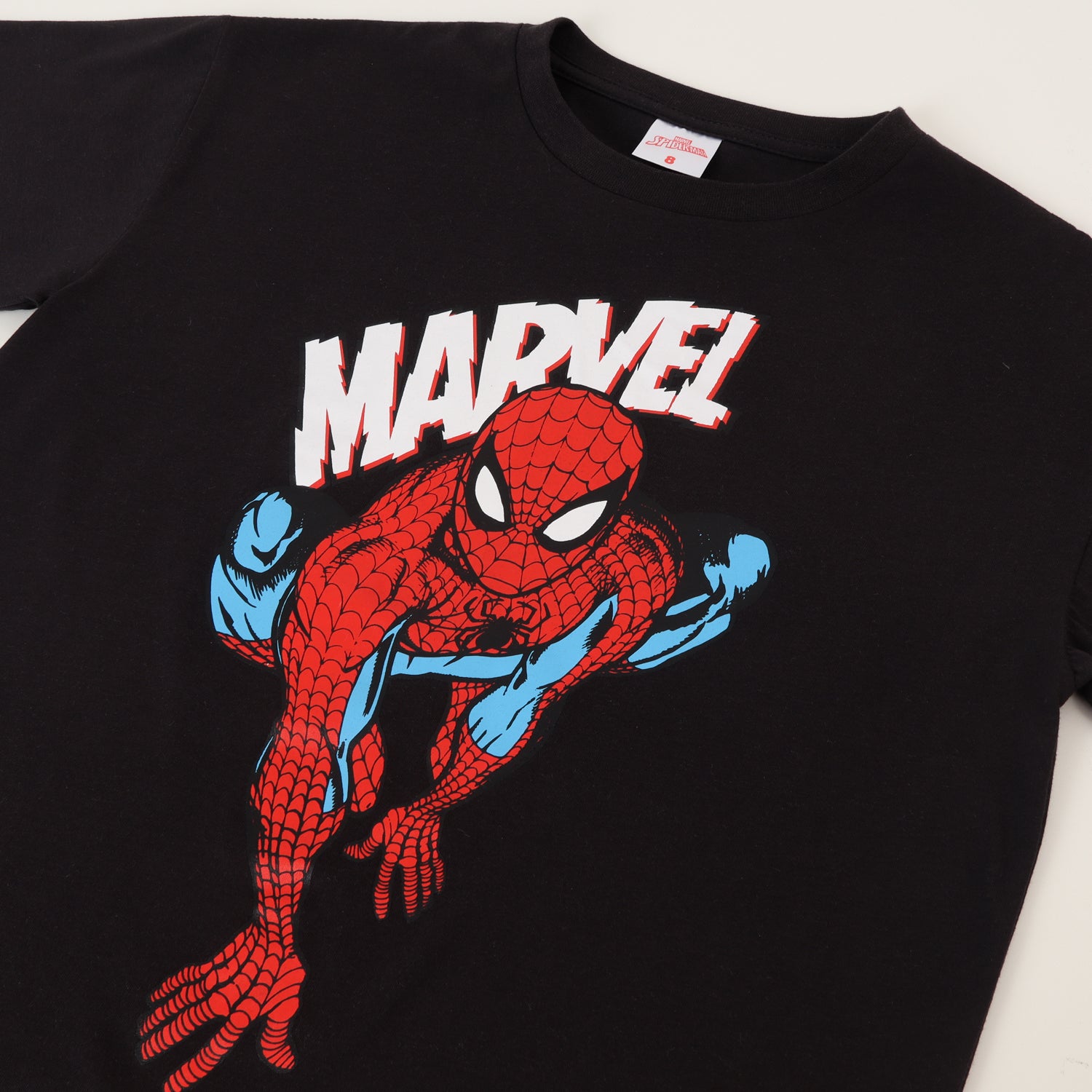 Polera Manga Corta Niño Negro Mesa Spiderman Marvel