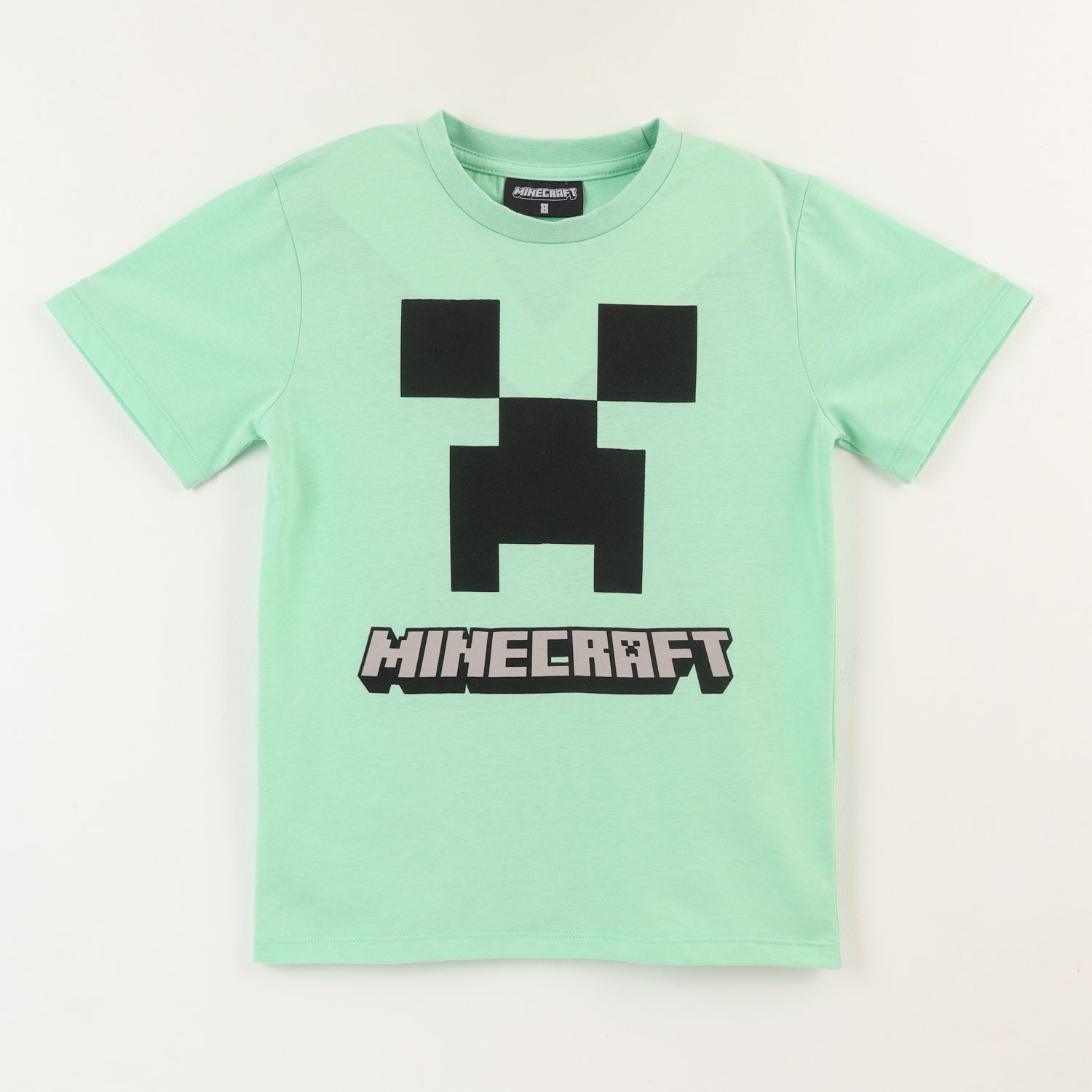 Polera Manga Corta Niño Verde Creeper Face Minecraft