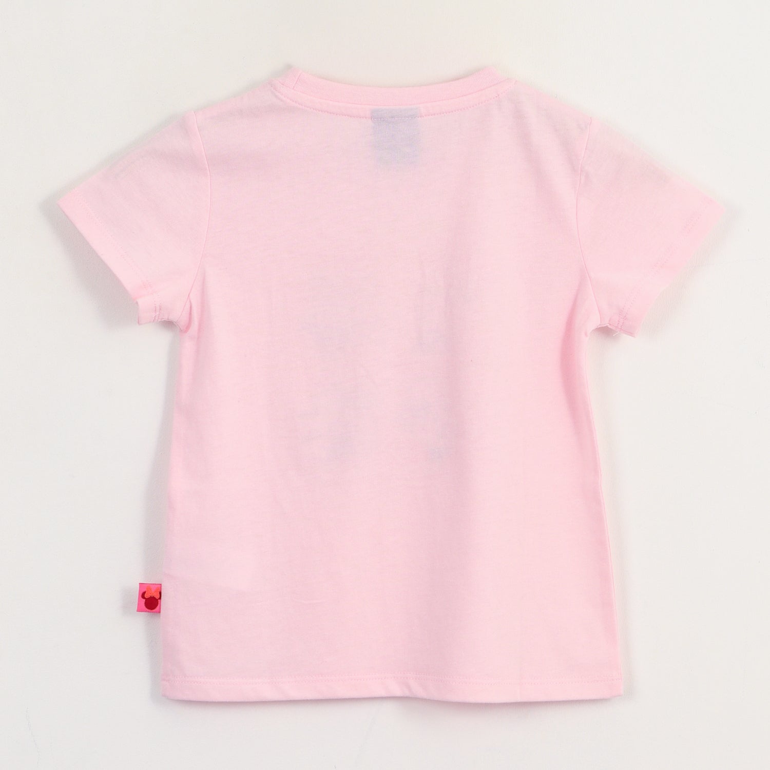 Polera Manga Corta Niña Rosado Cuadros Minnie Disney