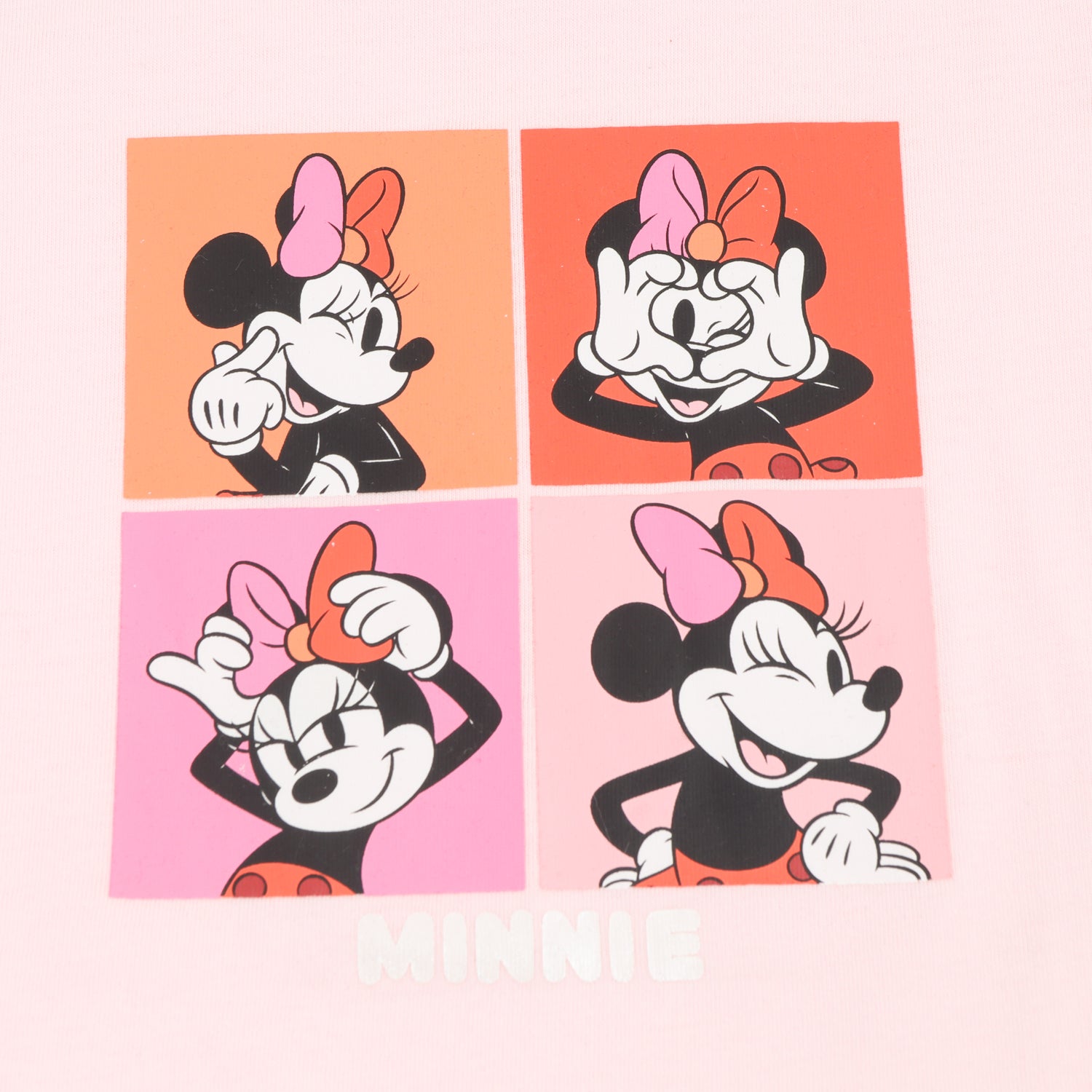 Polera Manga Corta Niña Rosado Cuadros Minnie Disney