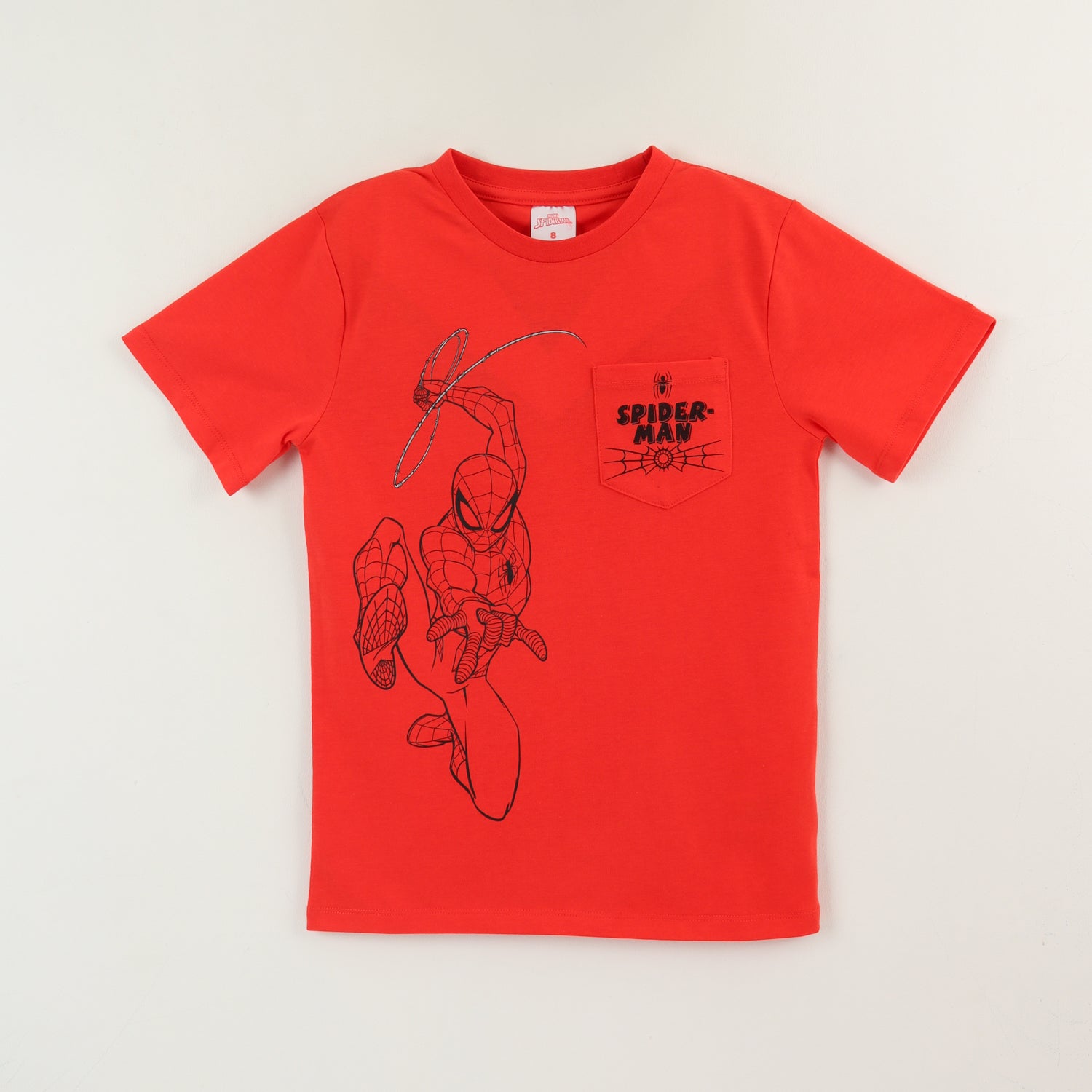 Polera Manga Corta Niño Rojo Bolsillo Spiderman Marvel
