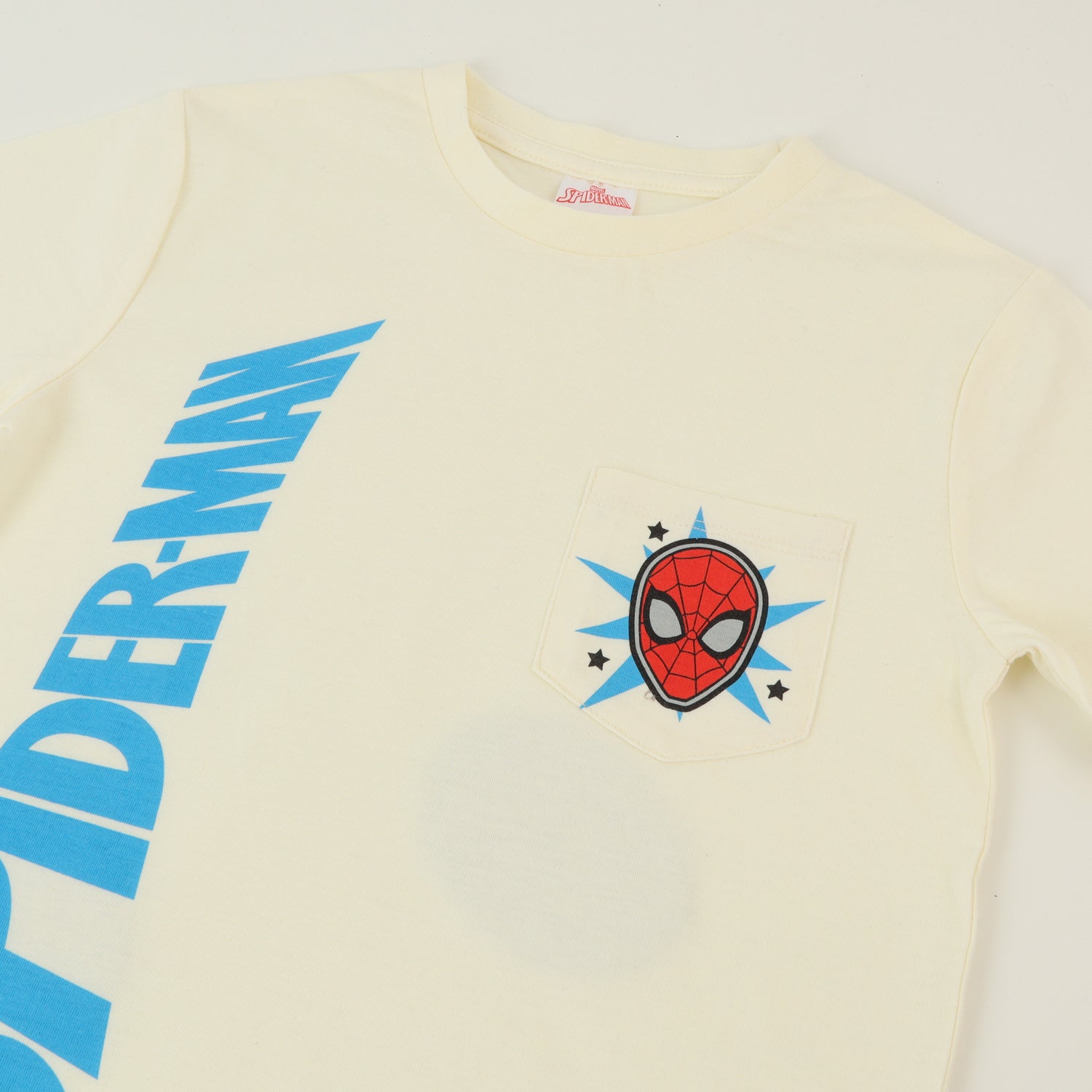 Polera Manga Corta Niño Blanco Bolsillo Spiderman Marvel