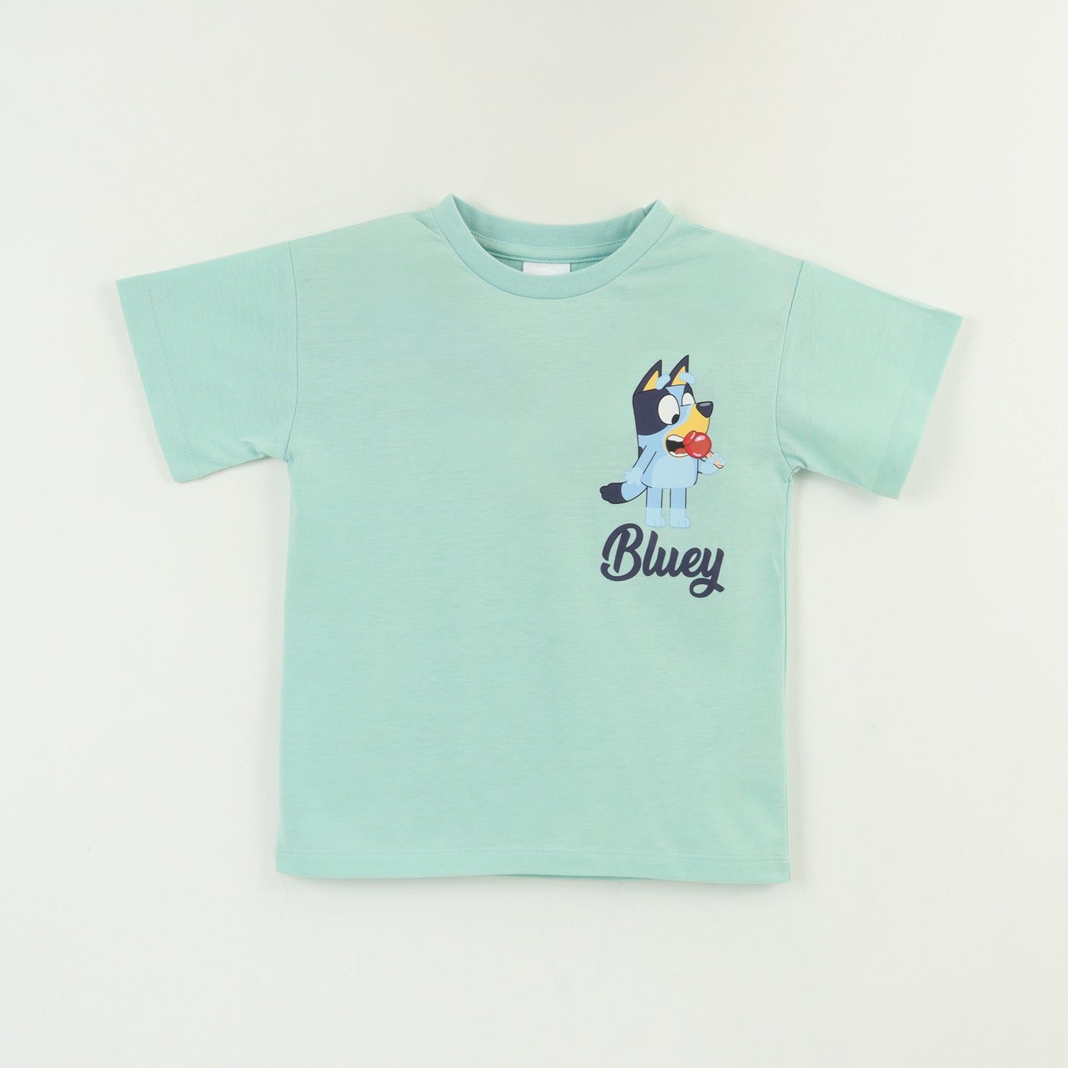 Polera Manga Corta Niño Verde Comiendo Bluey