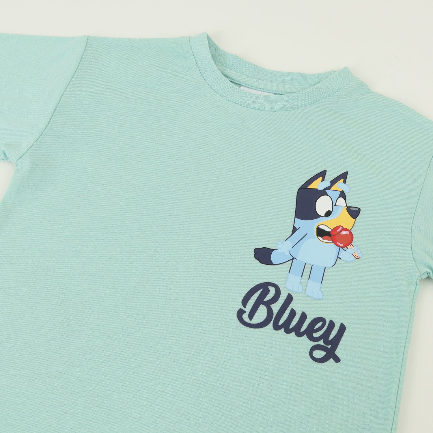 Polera Manga Corta Niño Verde Comiendo Bluey