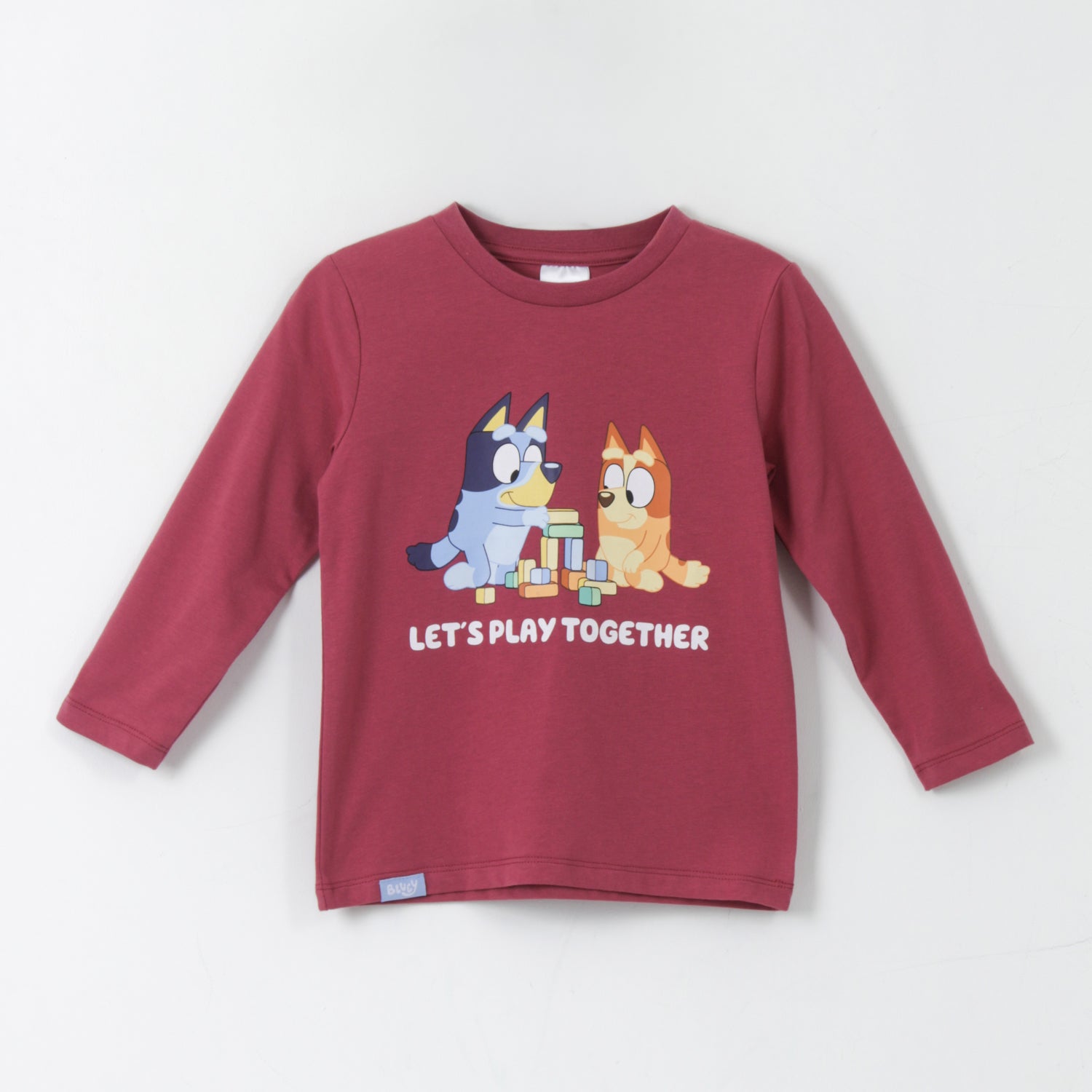 Polera Manga Larga Niño Play Together Burdeo Bingo & Bluey - Poleras Chile | The Brands Club cl