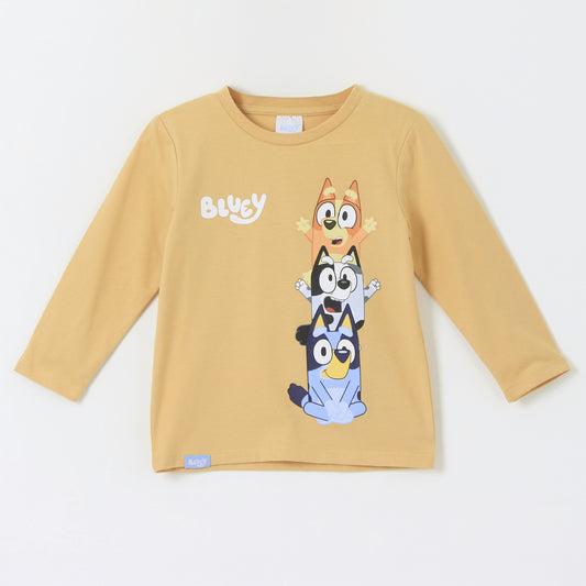 Polera Manga Larga Niño Jugando Amarillo Friends & Bluey - Poleras Chile | The Brands Club cl