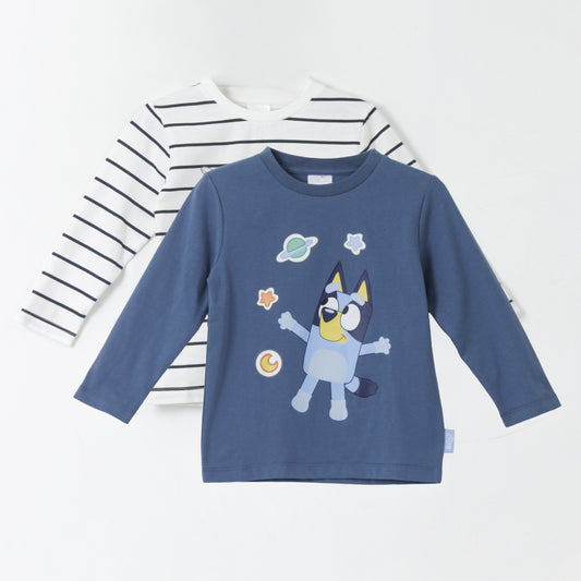 Bipack Polera Manga Larga Niño Rayas Azul Bingo & Bluey - Poleras Chile | The Brands Club cl