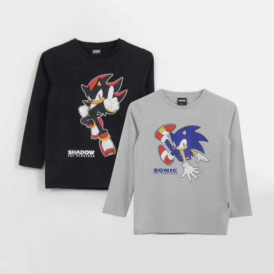Bipack Polera Manga Larga Niño Shadow & Sonic Negro Sonic - Poleras Chile | The Brands Club cl