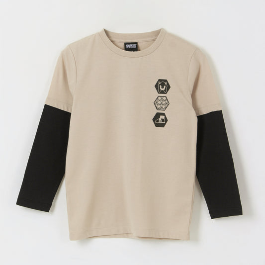 Polera Doble Manga Niño Back Print Beige Sonic - Poleras Chile | The Brands Club cl