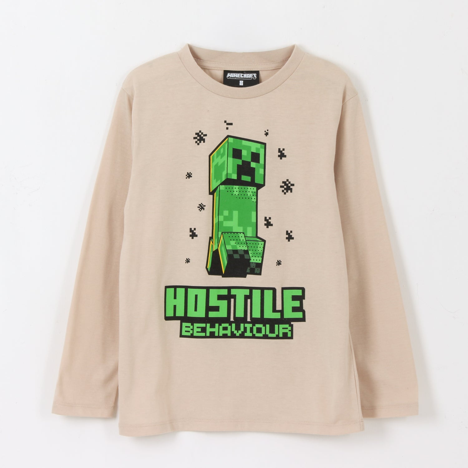 Polera Manga Larga Niño Hostile Behaviour Beige Minecraft - Poleras Chile | The Brands Club cl