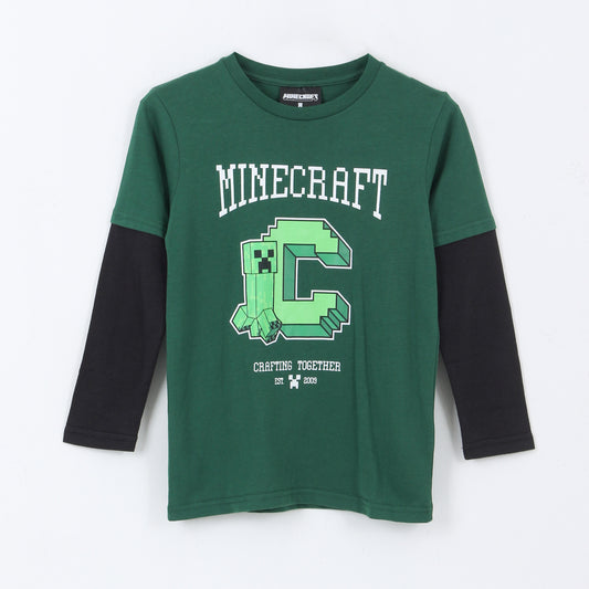 Polera Doble Manga Niño Creeper Verde Minecraft - Poleras Chile | The Brands Club cl